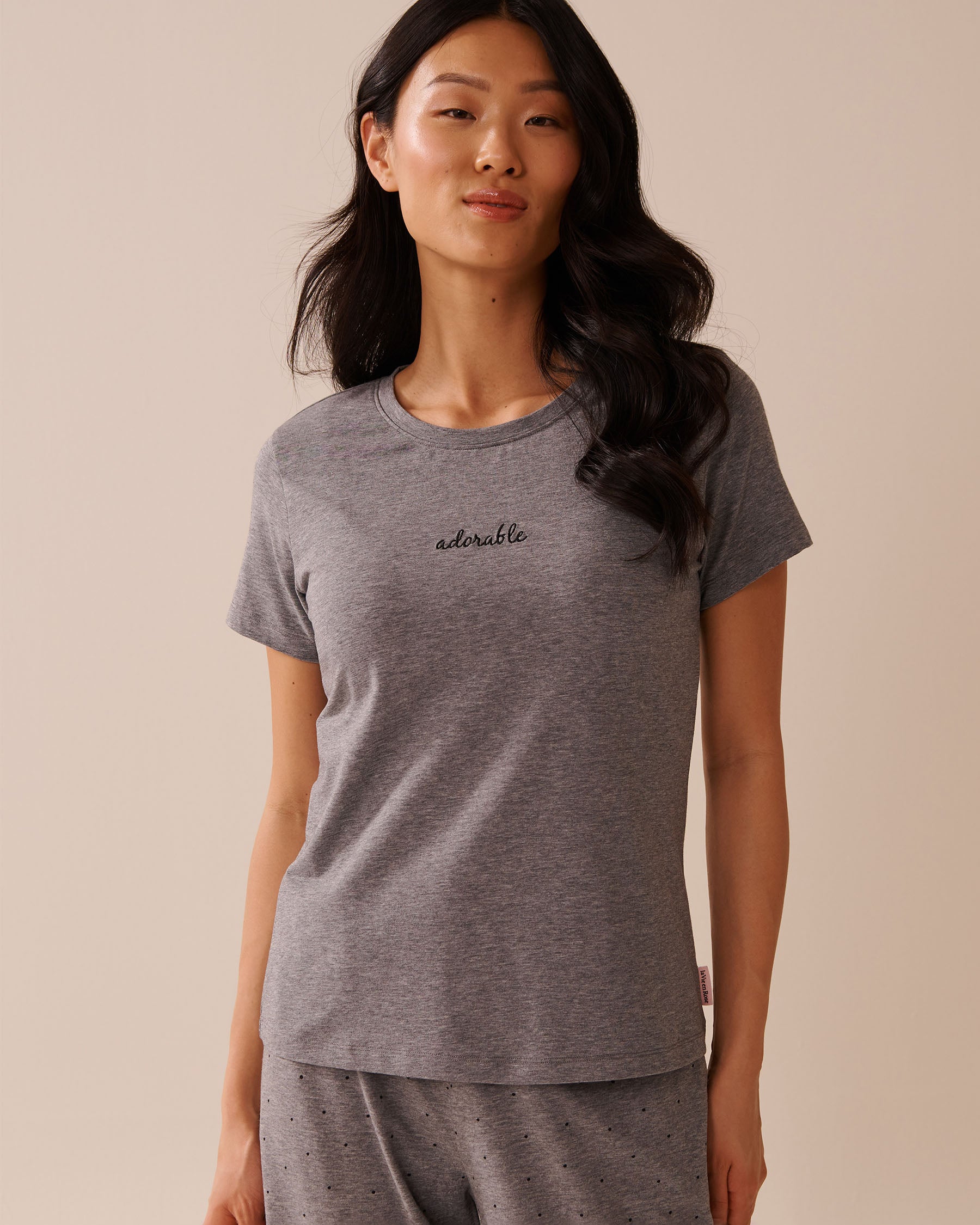 La Vie en Rose_Charcoal Mix_Cotton T-shirt_40100766_00008_01