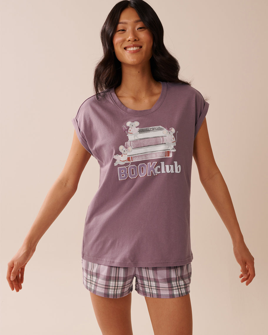 La Vie en Rose_Grapeade_Mouse Print Cotton Crew Neck T-shirt_40100767_50058_03