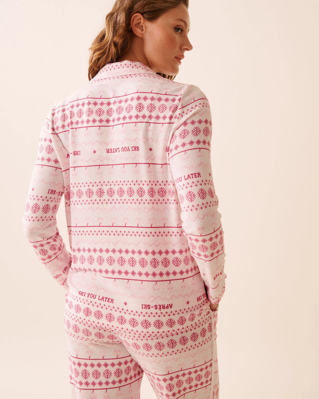 La Vie en Rose_Ski You Later Nordic_Pink Fair Isle Print Recycled Fibers Button-down S_40100793_P10554_02