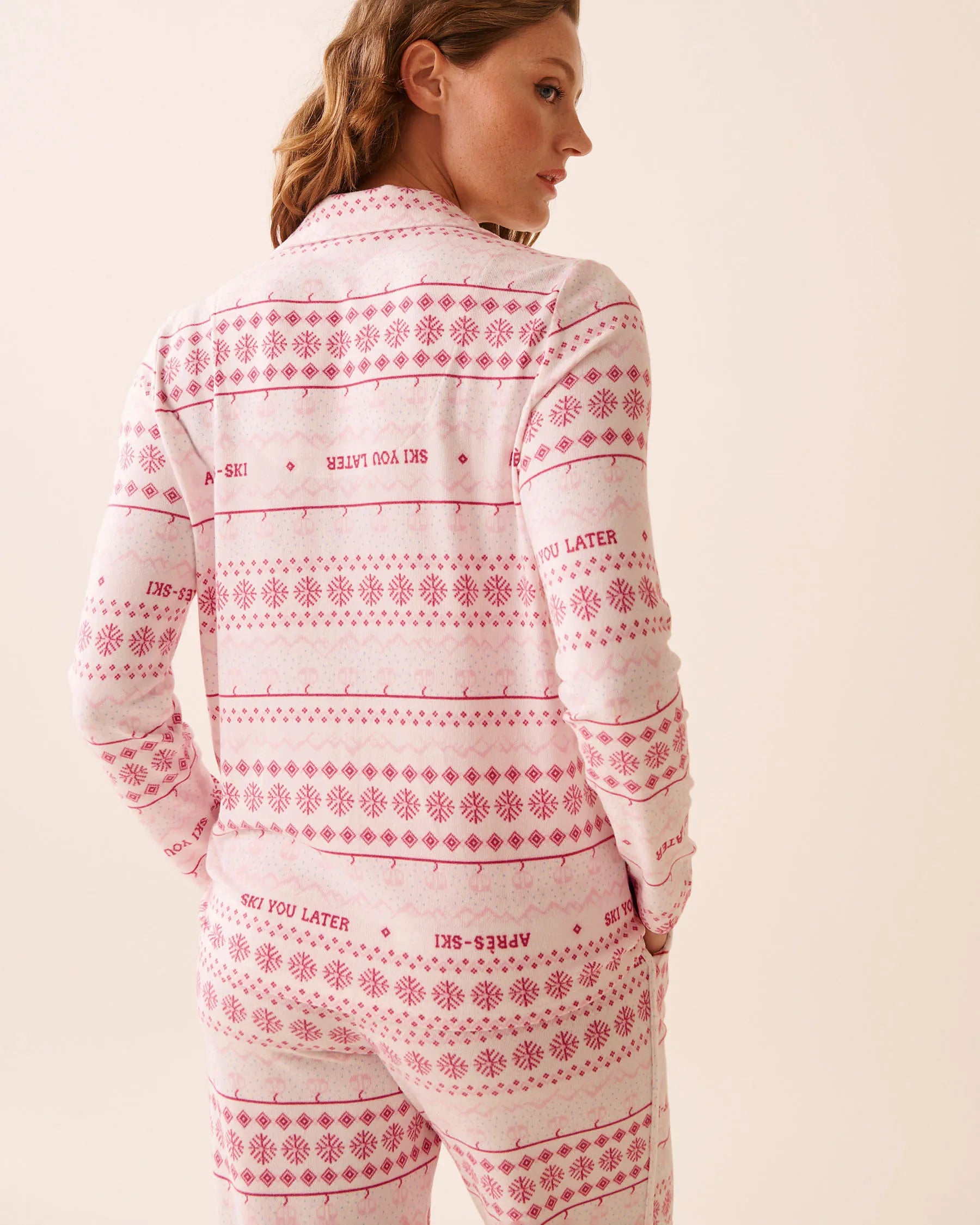 La Vie en Rose_Ski You Later Nordic_Pink Fair Isle Print Recycled Fibers Button-down S_40100793_P10554_02