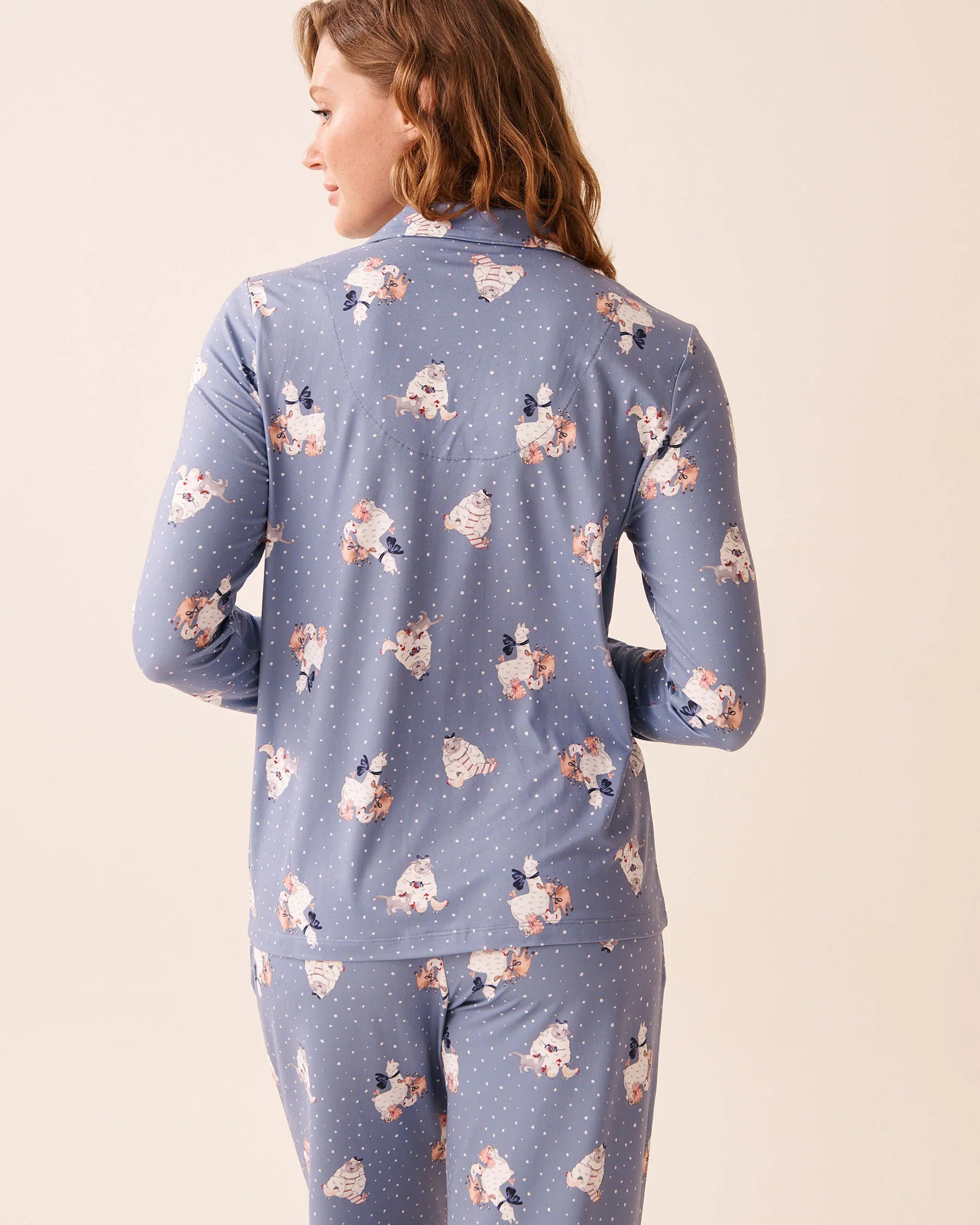 La Vie en Rose_Stonewash Sheep_Farm Friends Print Super Soft Button-down Shirt_40100805_P40519_04