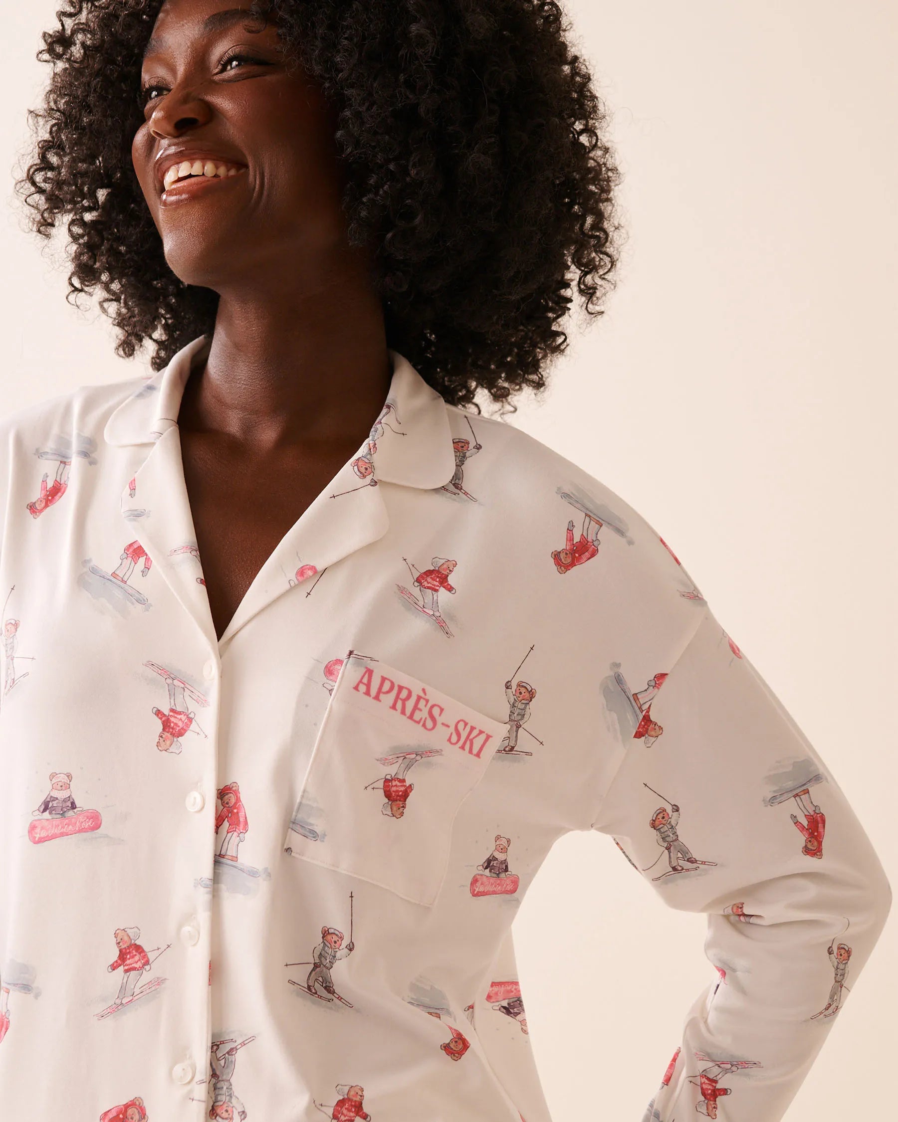 La Vie en Rose_Snow White Ski_Apr�s-Ski Print Super Soft Button-down Shirt_40100811_P10550_03