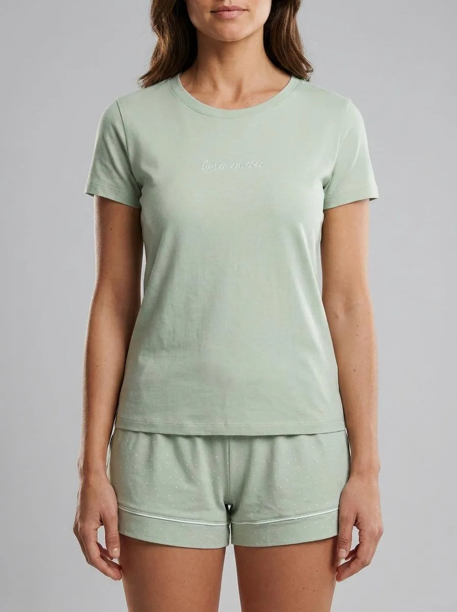 La Vie en Rose Mineral Gray Women Cotton T-shirt SKU: 40100825_30059 Image 00