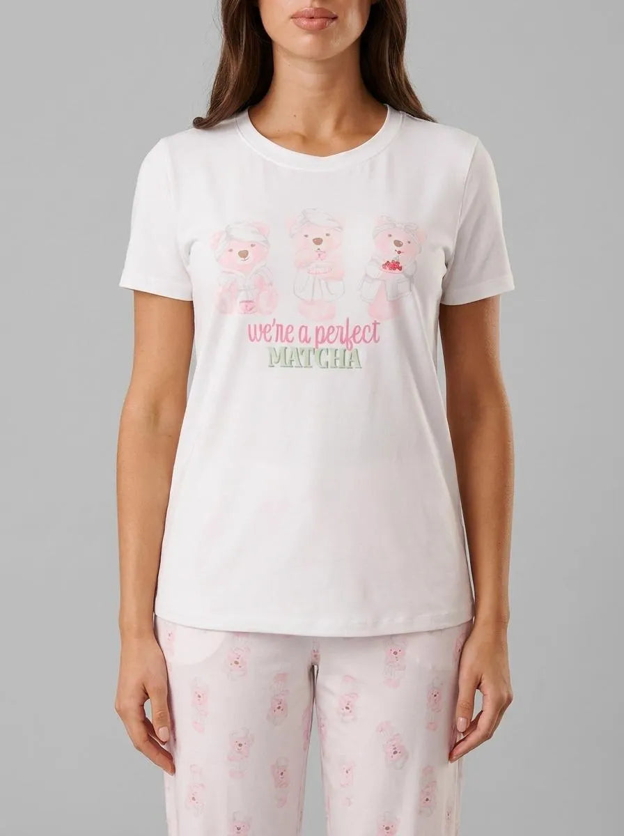 La Vie en Rose_Snow White_Spa Time Teddy Print Super Soft T-shirt_40100829_10011_00