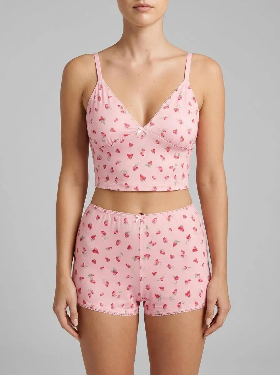 La Vie en Rose_Pink_Strawberry Print Super Soft Crop Cami_40100831_P60440_00
