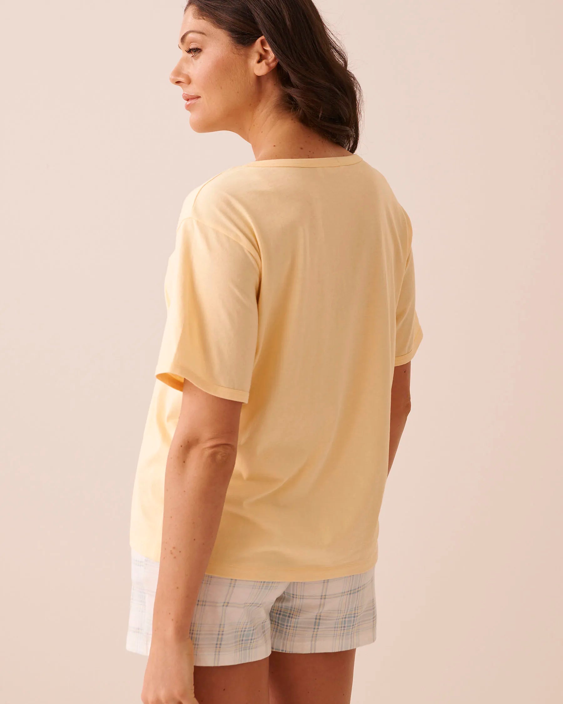La Vie en Rose Apricot Gelato Women Croissant Print Cozy Soft Jersey T-Shirt SKU: 40100851_70043 Image 02
