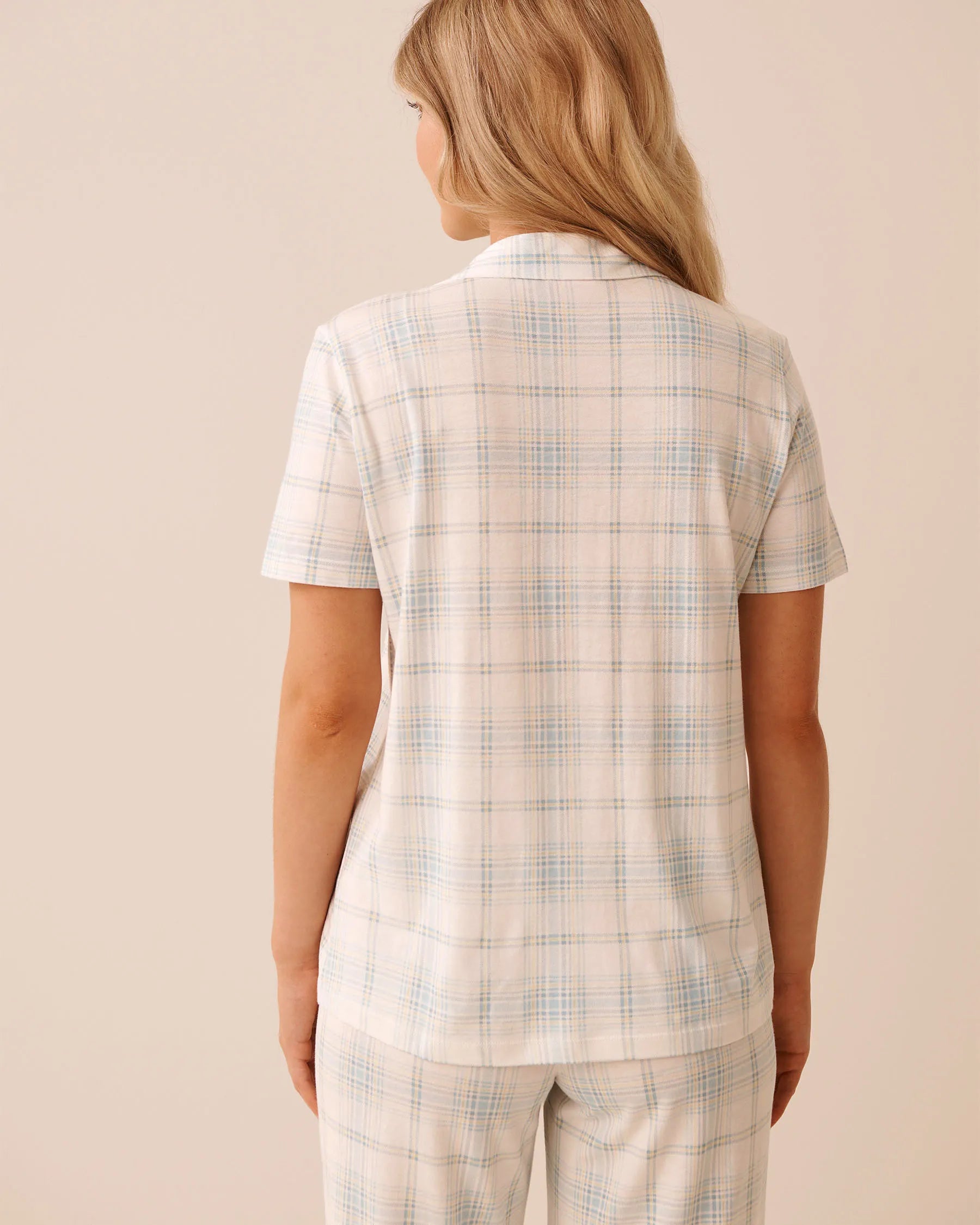 La Vie en Rose Stratosphere Plaid Women Blue Plaid Print Button-down Shirt SKU: 40100852_P40556 Image 02