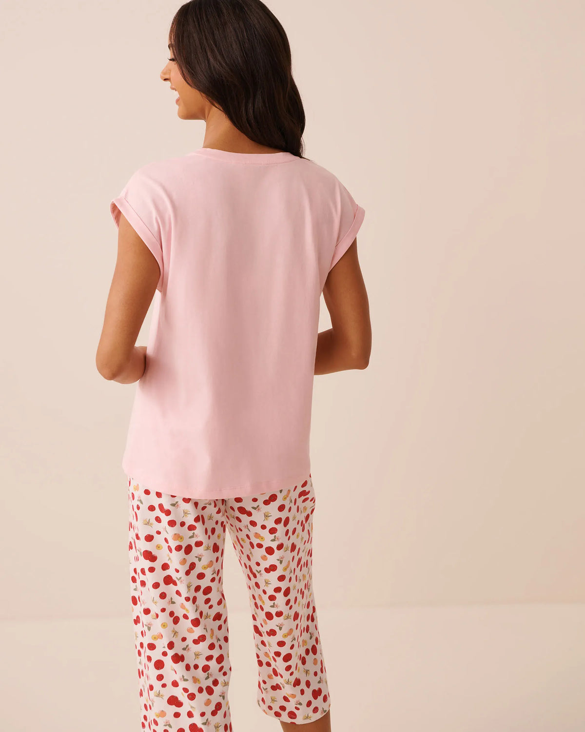 La Vie en Rose Crystal Rose Women Tomato Print Cotton Short Sleeve T-Shirt SKU: 40100890_60108 Image 02