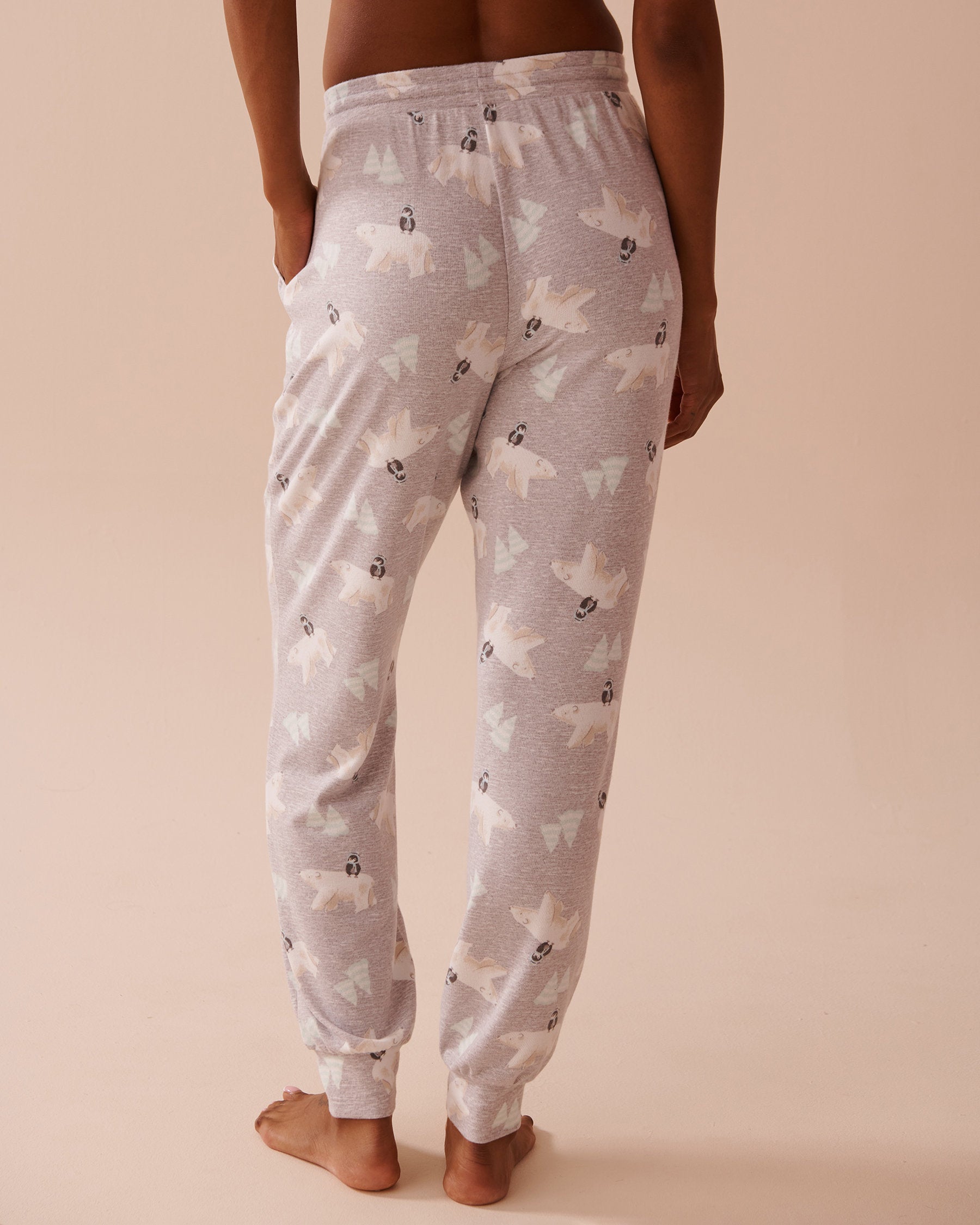 Polar Bear Print Recycled Fibers Jogger Pajama Pan_40200650_P00390_02