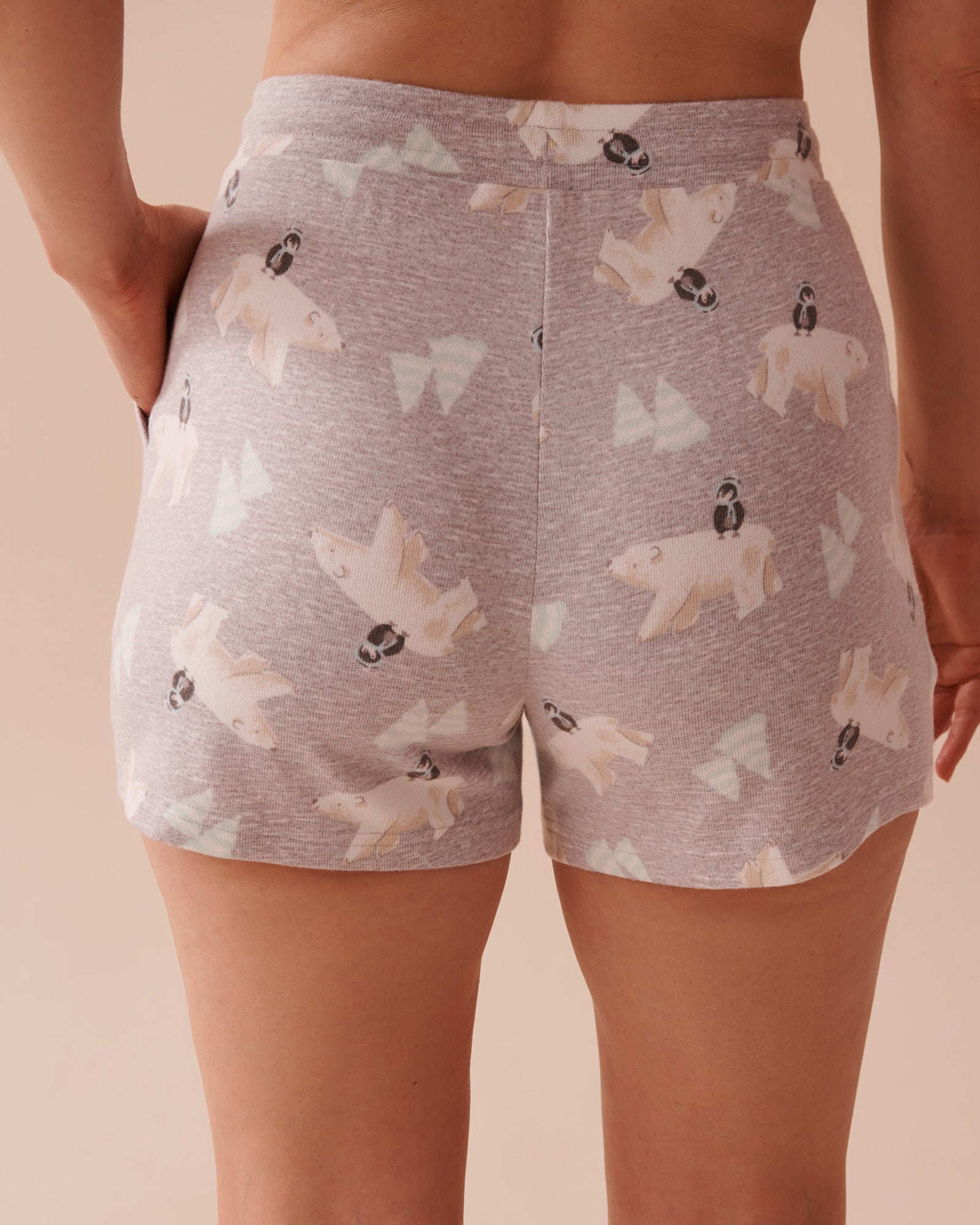 Polar Bear Print Recycled Fibers Pajama Shorts_40200651_P00390_02