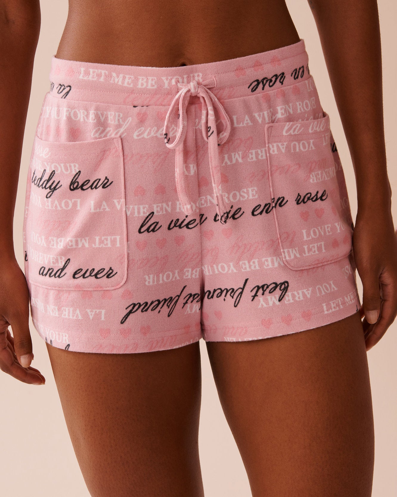 La Vie en Rose_Heart and Letter Print Recycled Fibers Pajama Shor_40200660_P60340_01