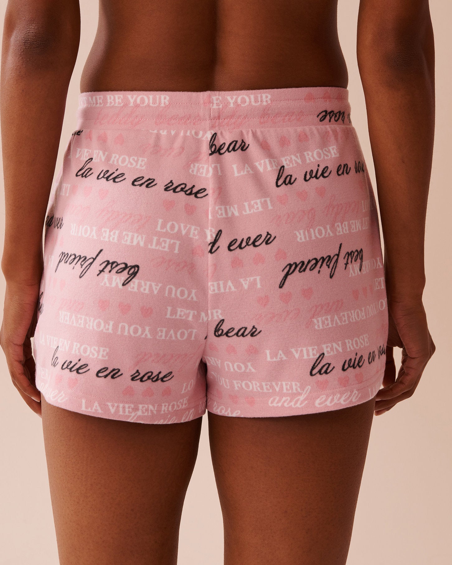 La Vie en Rose_Heart and Letter Print Recycled Fibers Pajama Shor_40200660_P60340_02