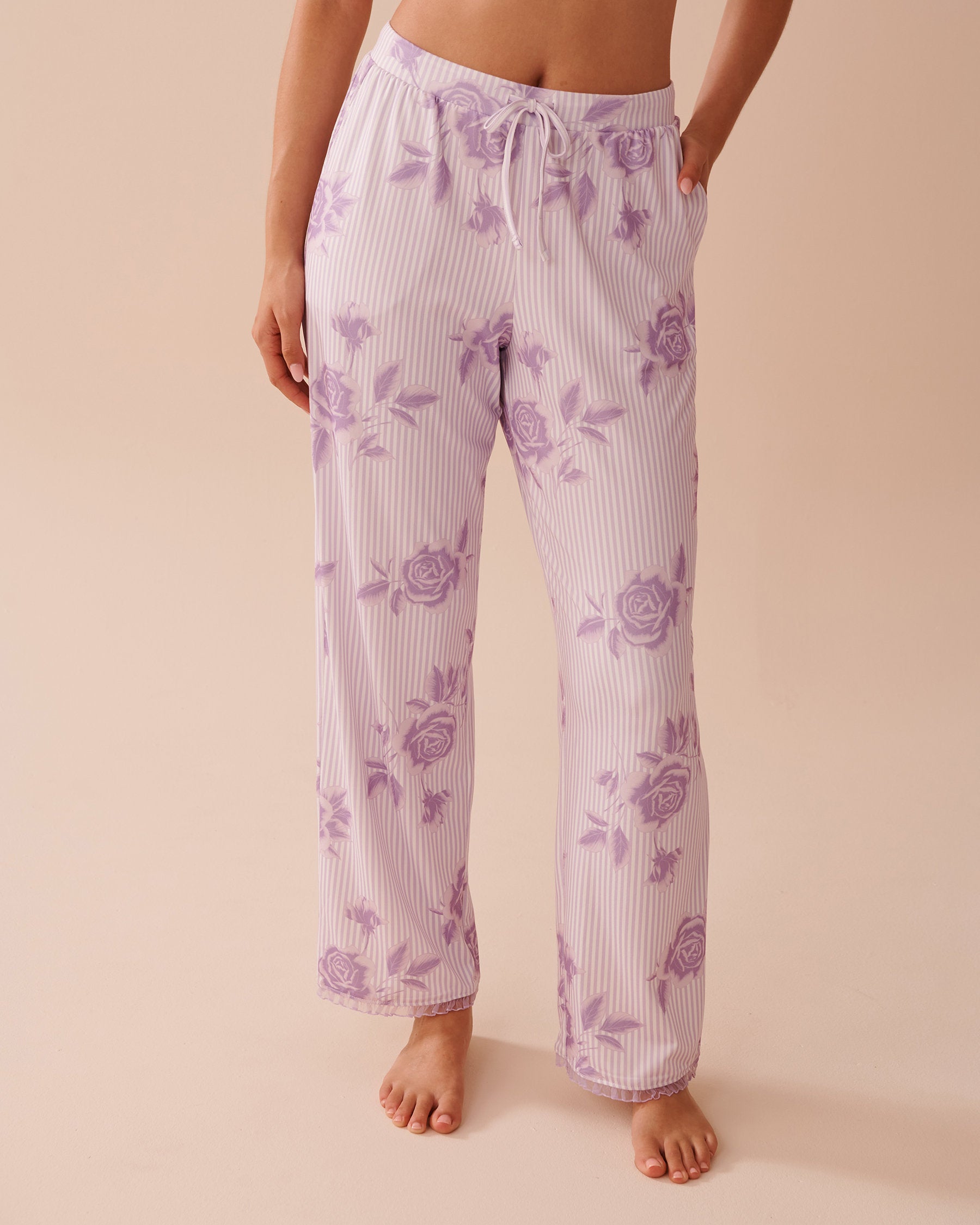 La Vie en Rose_Lilac Rose Print Super Soft Pajama Pants_40200669_P50087_01