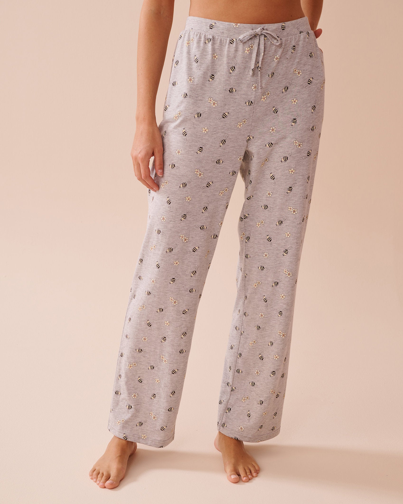 La Vie en Rose_Bee Print Cotton Pajama Pants_40200681_P00407_01