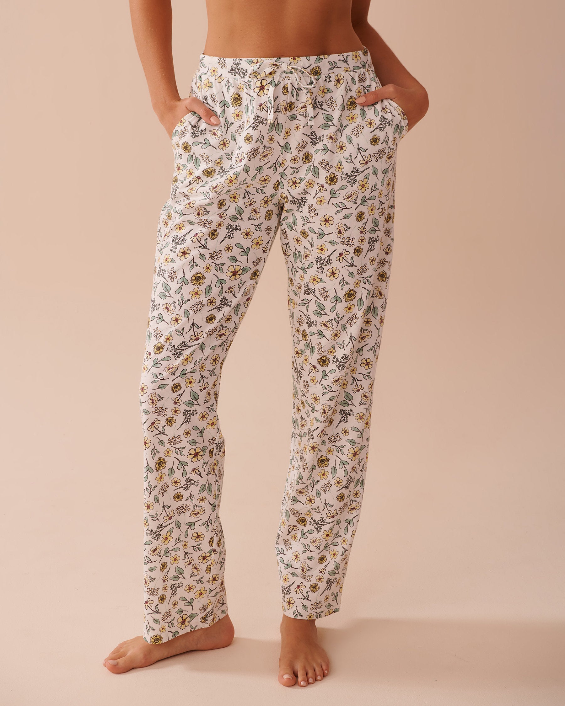 La Vie en Rose_Sunflower Print Cotton Pajama Pants_40200681_P10468_01