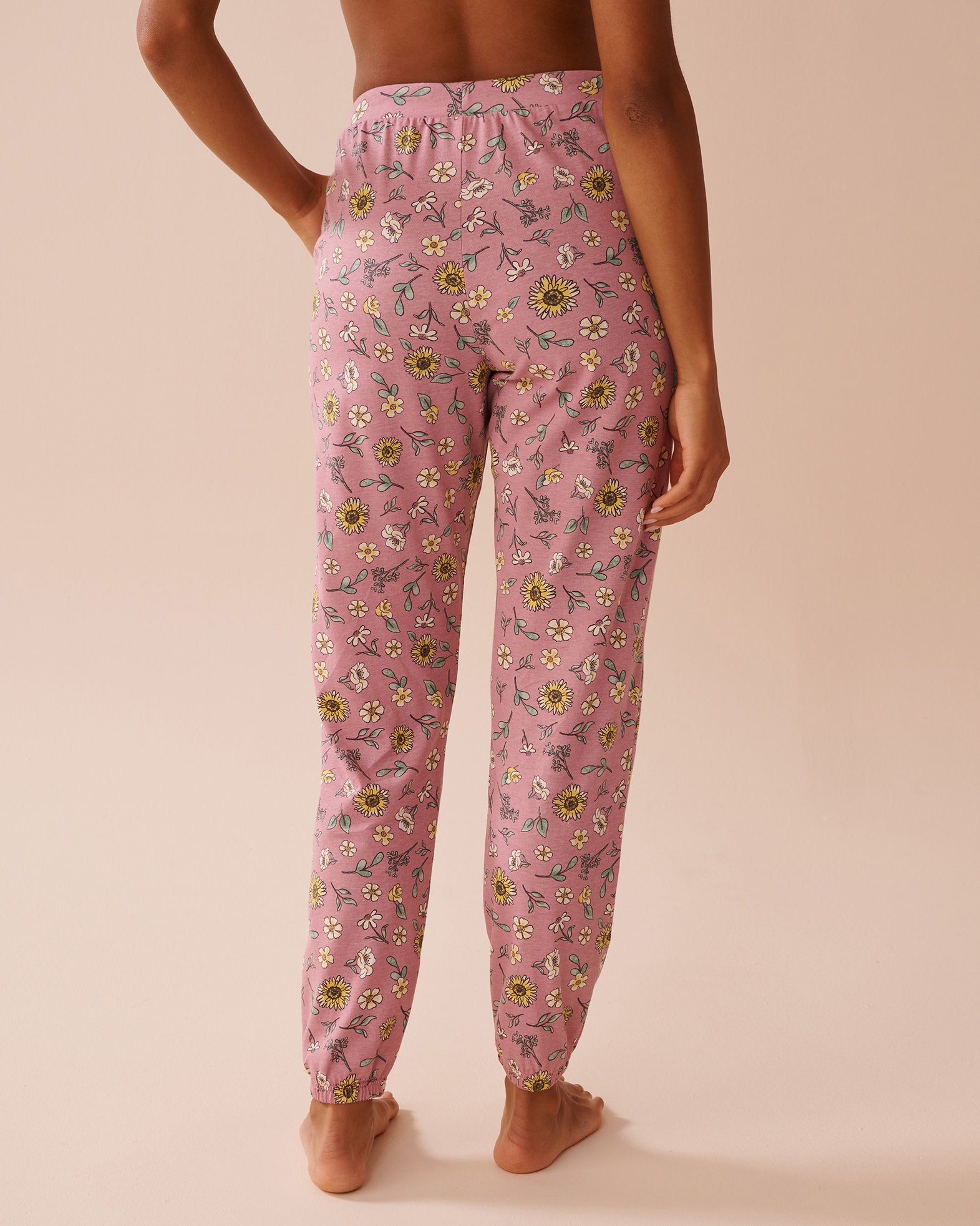 La Vie en Rose_Sunflower Print Cotton Jogger Pajama Pants_40200684_P60344_02