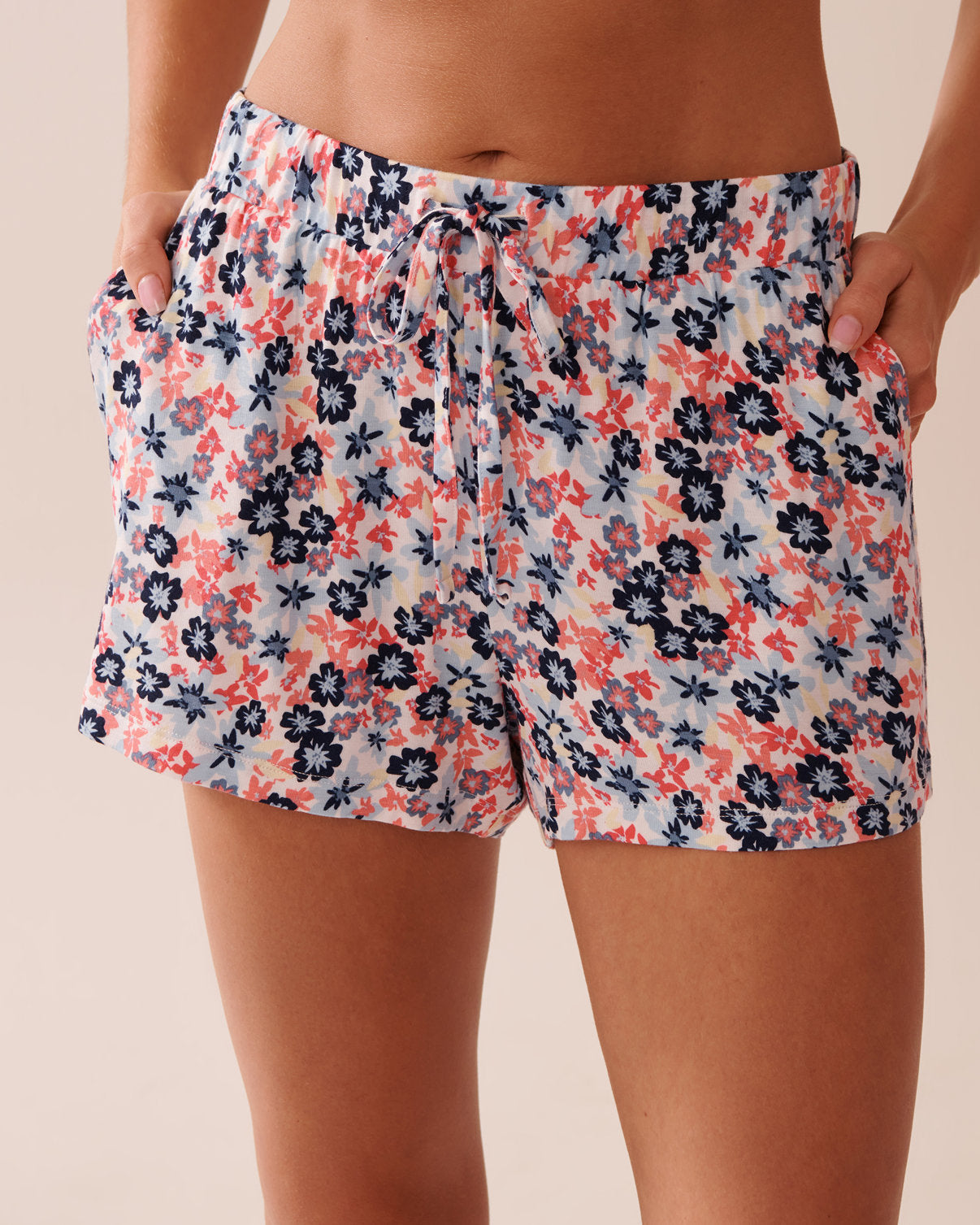 La Vie en Rose_Multi Flower Soft Jersey Pajama Shorts_40200707_P10484_01