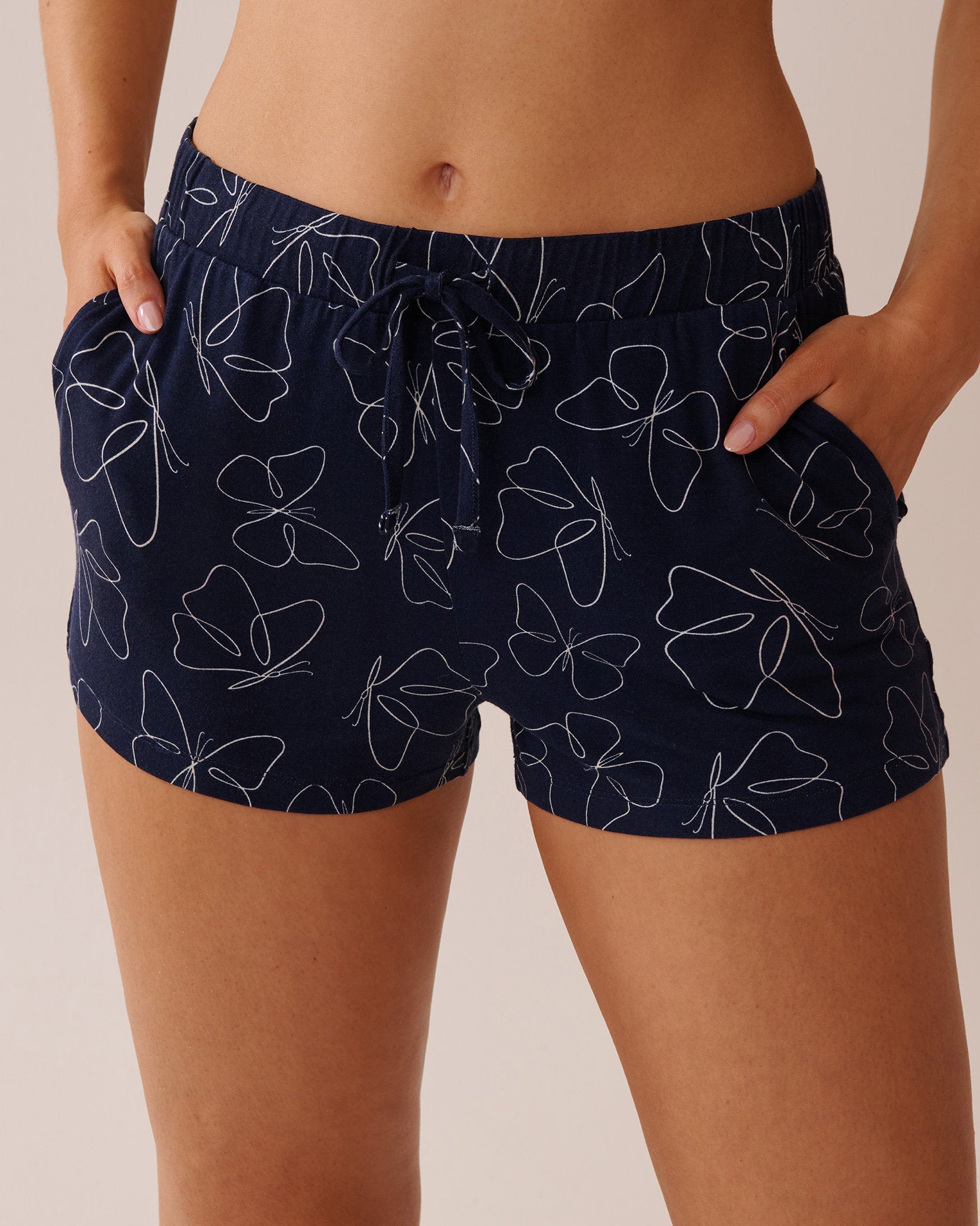 La Vie en Rose_Butterfly Print Soft Jersey Pajama Shorts_40200707_P40431_01