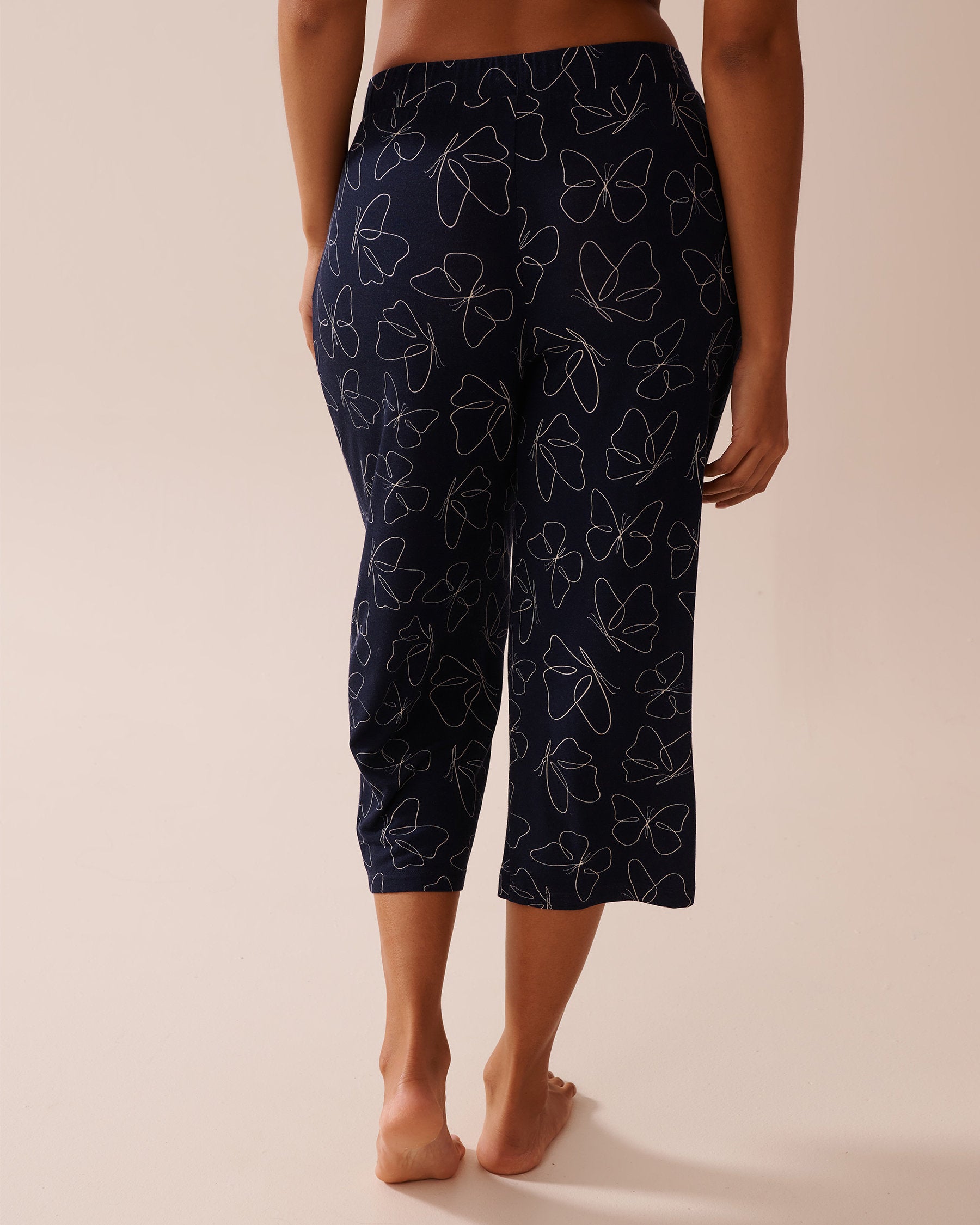 La Vie en Rose_Butterfly Print Soft Jersey Pajama Capris_40200709_P40431_02