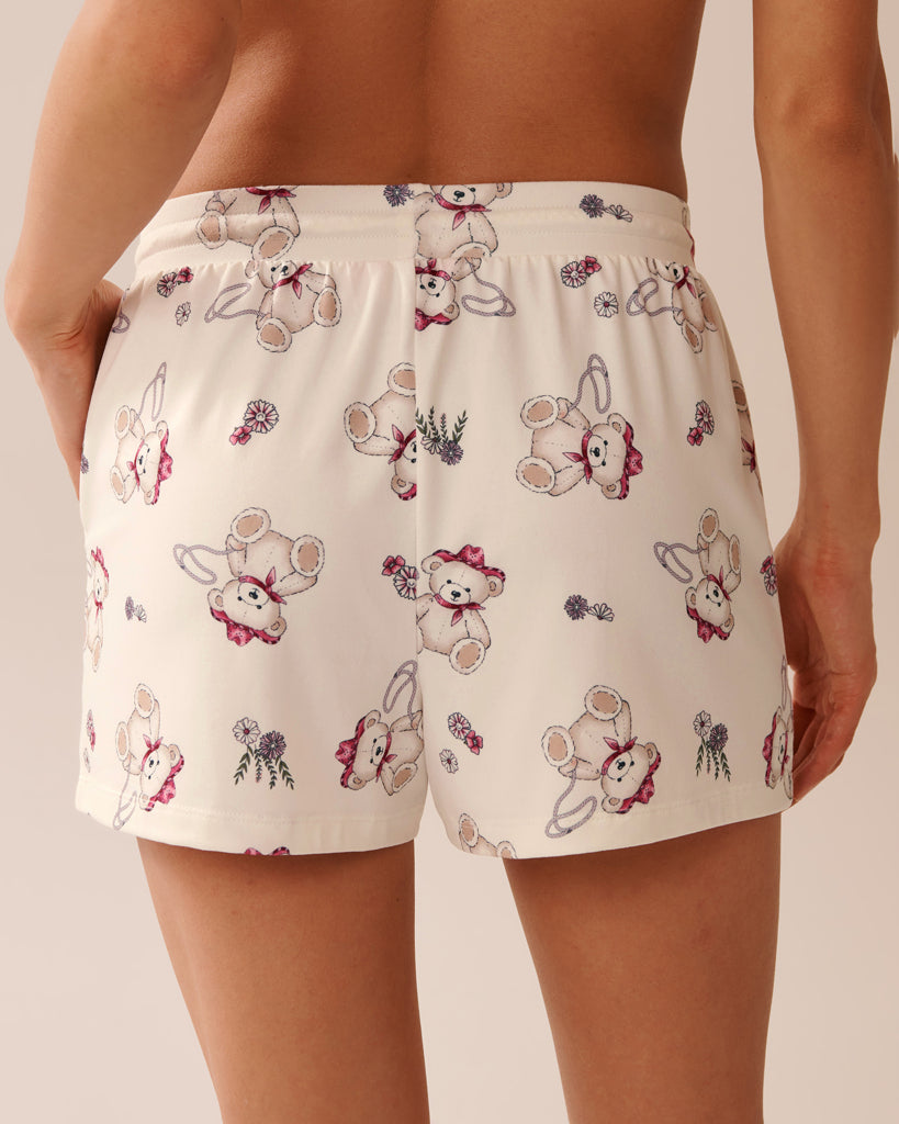 La Vie en Rose_Snow White Cowbear_Cowboy Teddy Bear Print Super Soft Pajama Shorts_40200748_P10513_02