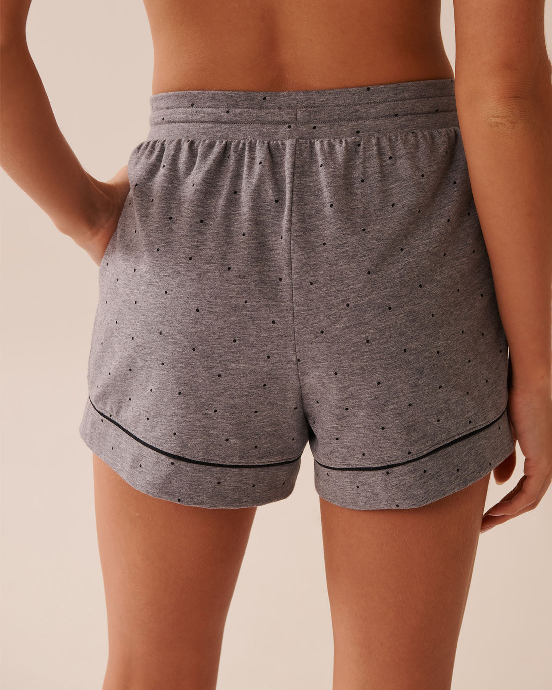 La Vie en Rose_Comfy Charcoal Grey Mix Dot_Cotton Pajama Shorts_40200749_P00432_02