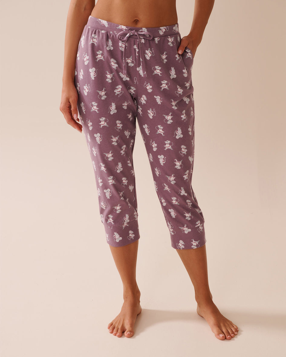 La Vie en Rose_Grapeade Mouse_Mouse Print Cotton Fitted Pajama Capris_40200757_P50094_01
