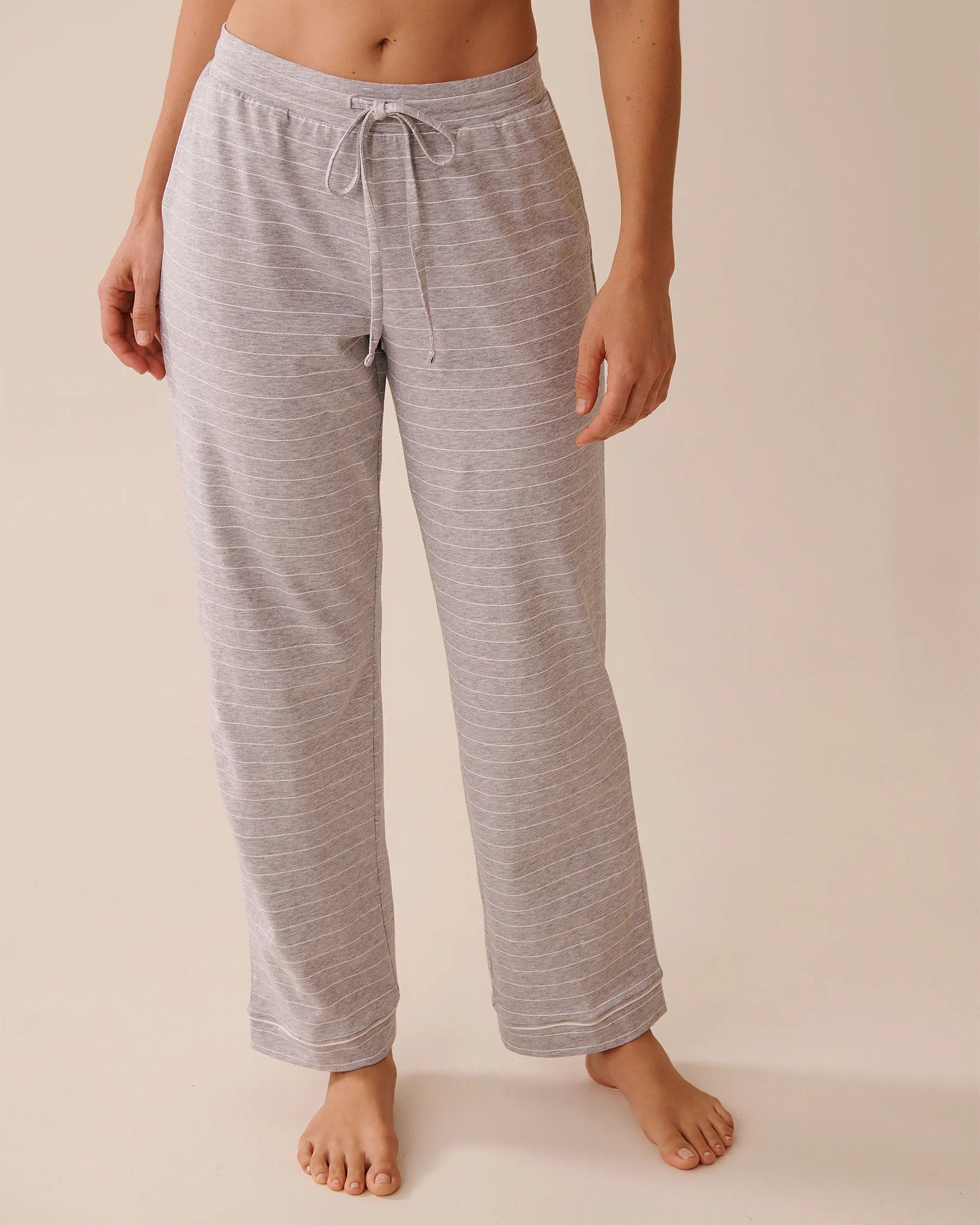 La Vie en Rose_Comfy Grey Mix Big Stripe_Cotton Pajama Pants_40200771_P00452_01