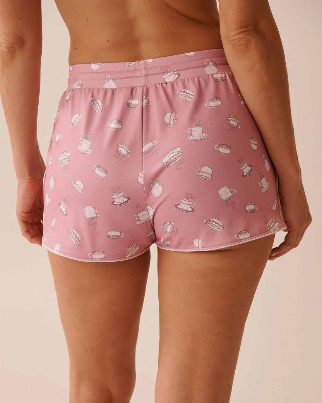 La Vie en Rose_Zephyr Coffee_Coffee Cup Print Super Soft Pajama Shorts_40200772_P60400_02