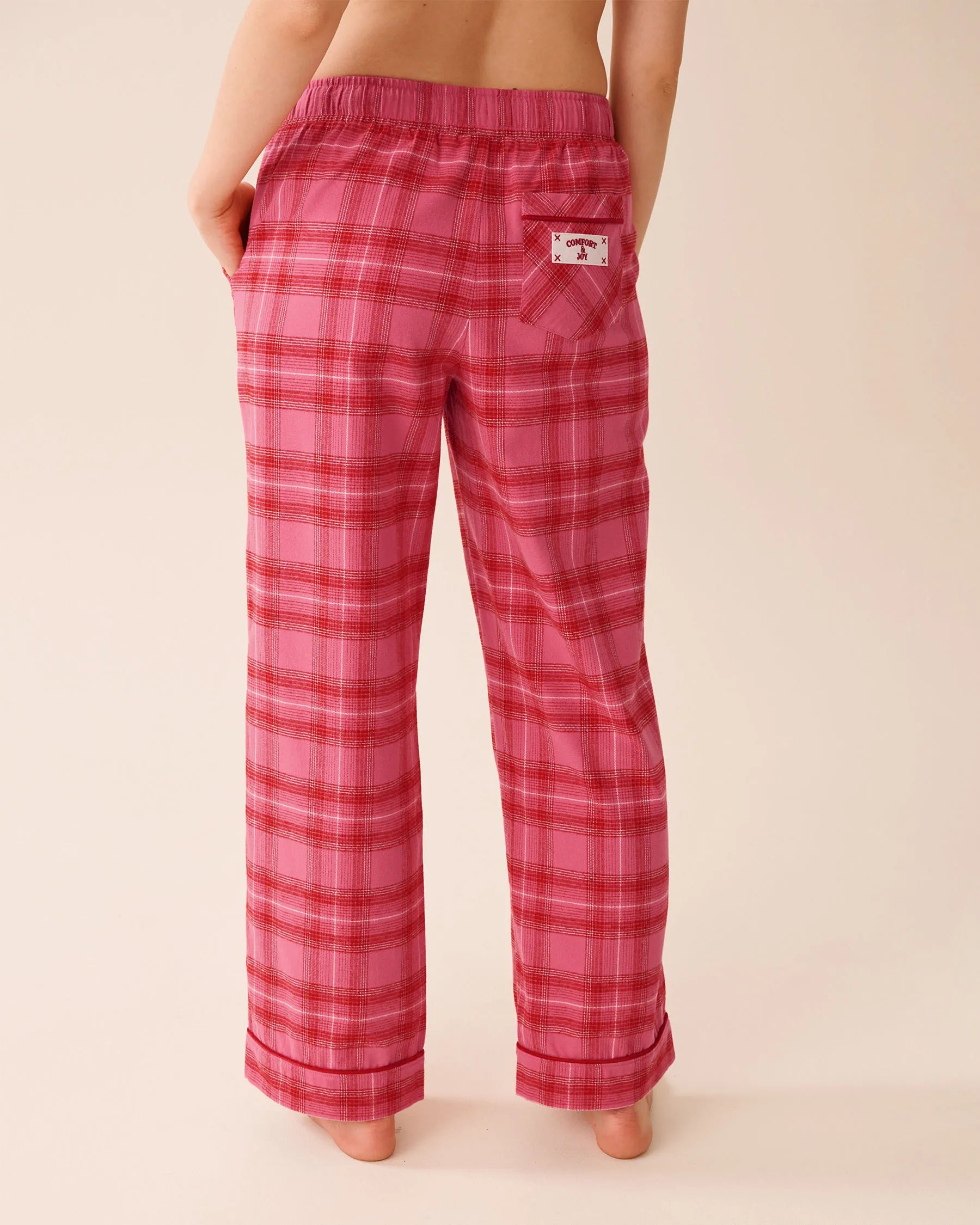 La Vie en Rose_Carmine Blue Dot Plaid_Comfort & Joy Plaid Flannel Pants_40200777_P60432_02