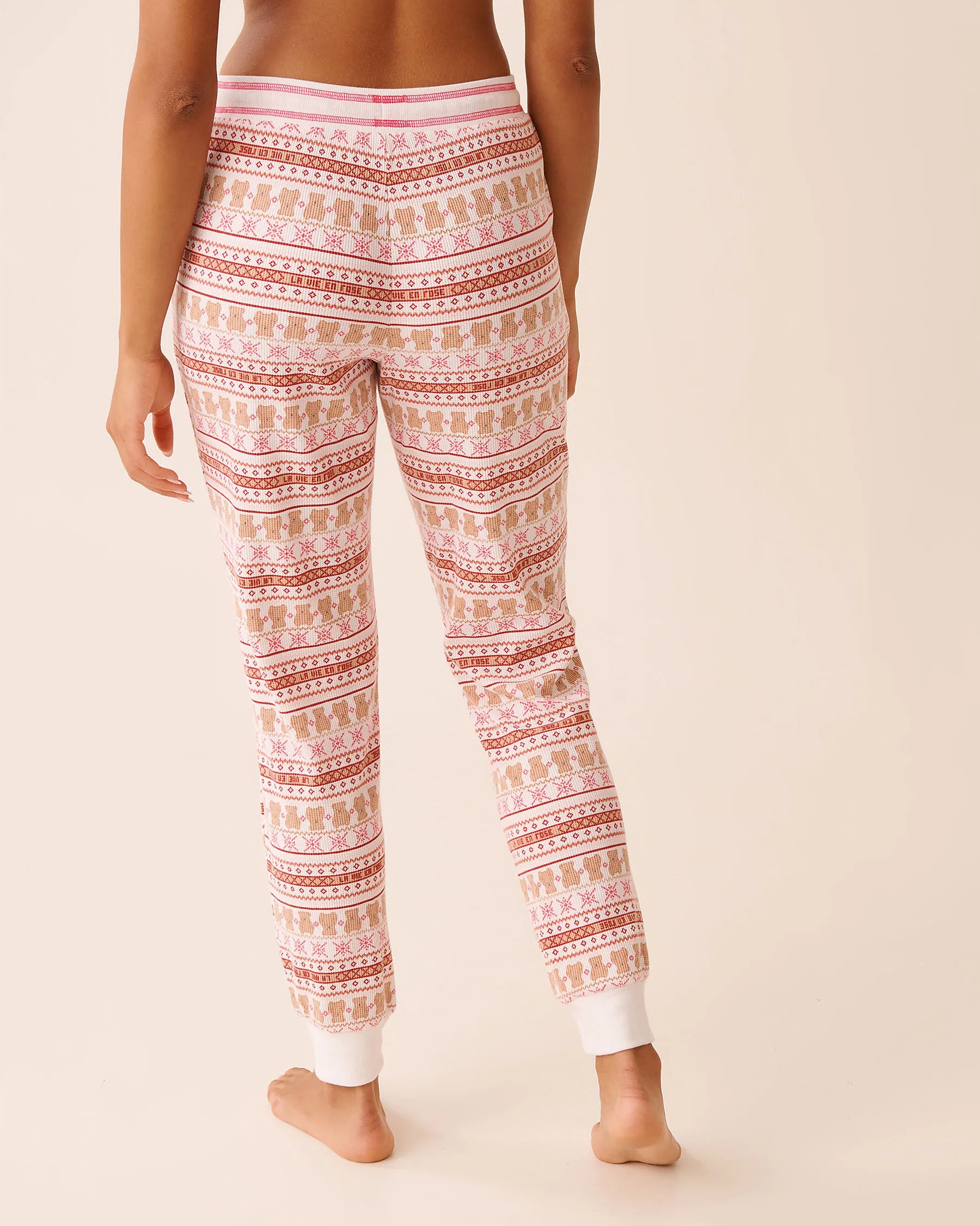 La Vie en Rose_Teddy Bear Nordic_Teddy Bear Print Waffle Knit Jogger Pajama Pants_40200789_P10557_03