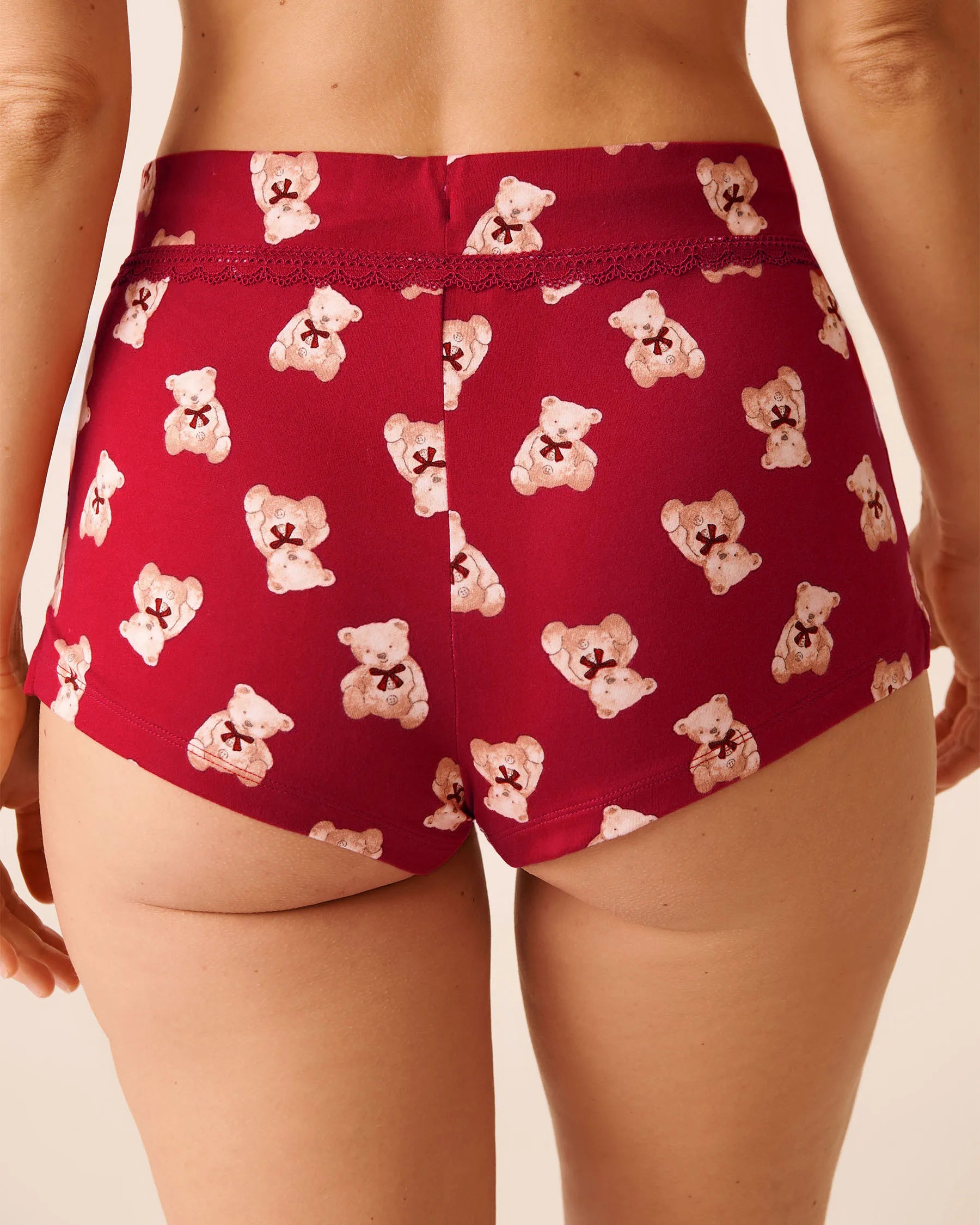 La Vie en Rose_Savvy Red Teddy Bear_Teddy Bear Print Super Soft Pajama Shorts_40200790_P60429_03