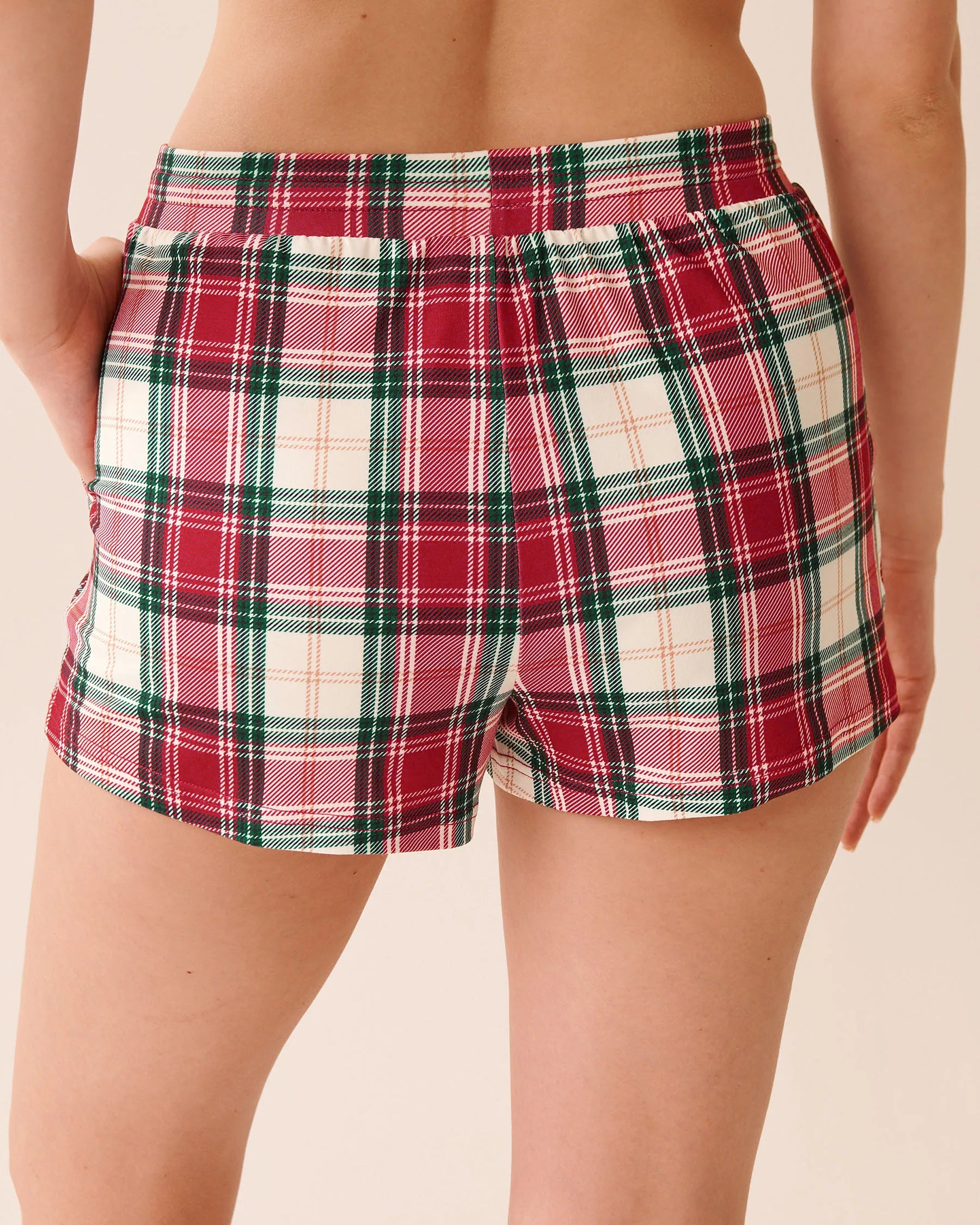 La Vie en Rose_Savvy Red Green Plaid_Red Plaid Super Soft Pajama Shorts_40200793_P60430_03
