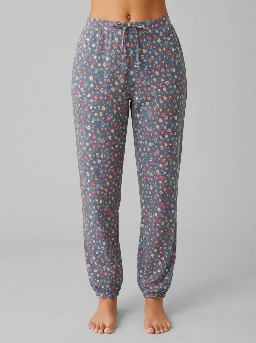 La Vie en Rose China Blue Floral Women Floral Print Cotton Jogger Pajama Pants SKU: 40200816_P40537 Image 00