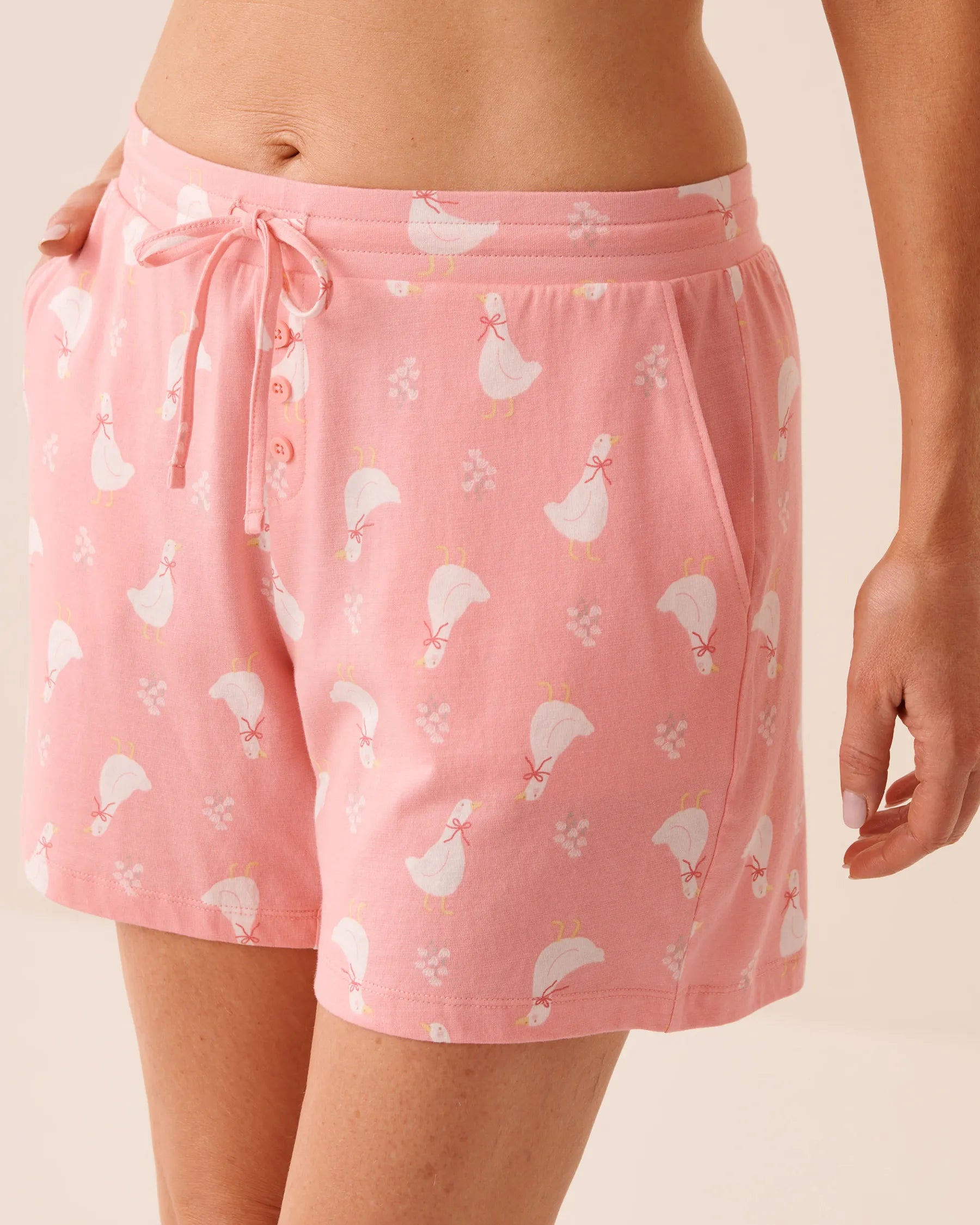 La Vie en Rose Pink Icing Goose Women Goose Print Pajama Shorts SKU: 40200833_P60470 Image 01