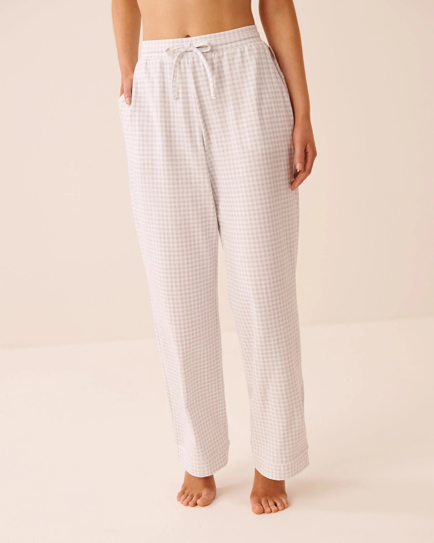 La Vie en Rose Quiet Gray Gingham Women Cotton Pajama Pants SKU: 40200840_P00516 Image 01
