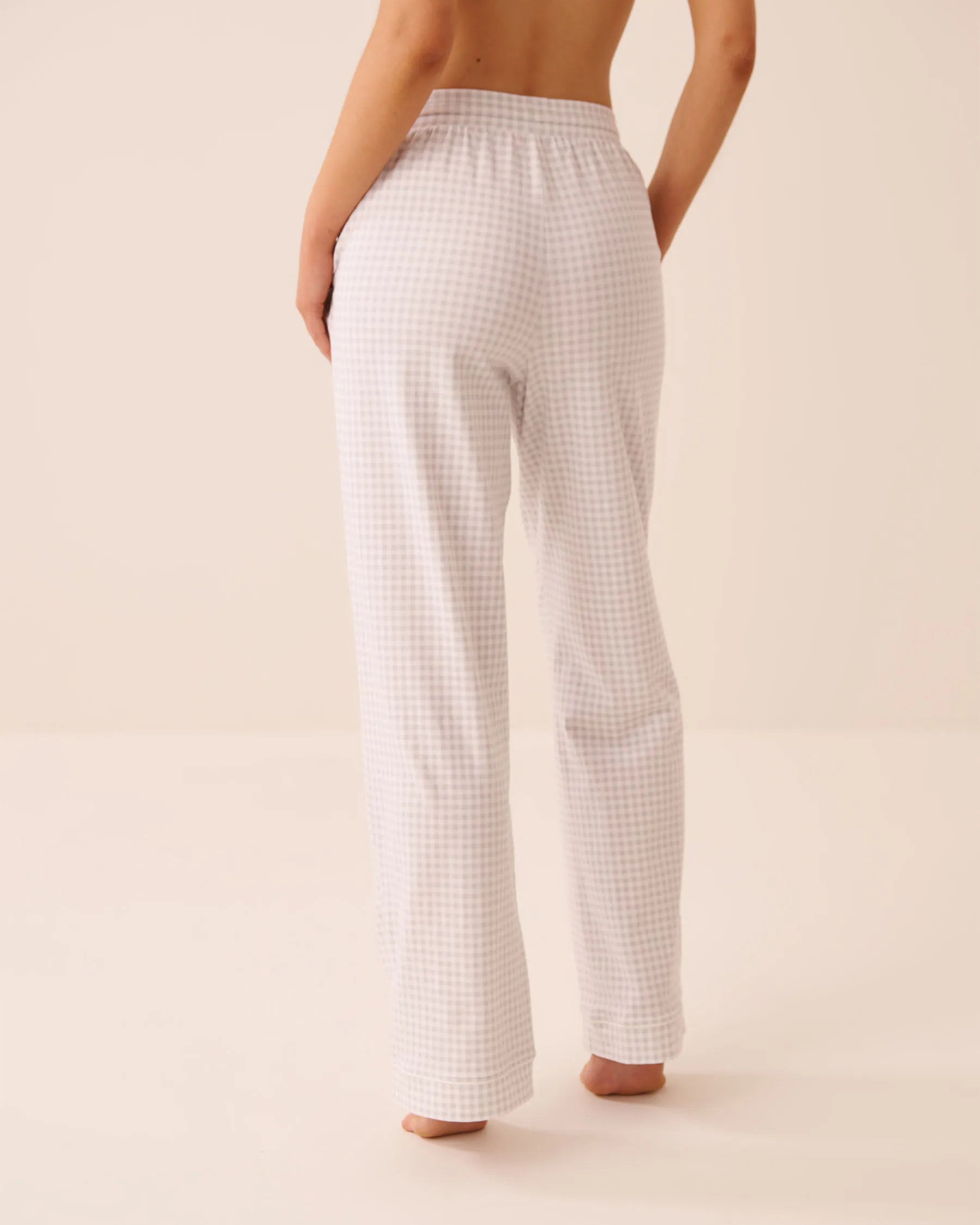 La Vie en Rose Quiet Gray Gingham Women Cotton Pajama Pants SKU: 40200840_P00516 Image 02