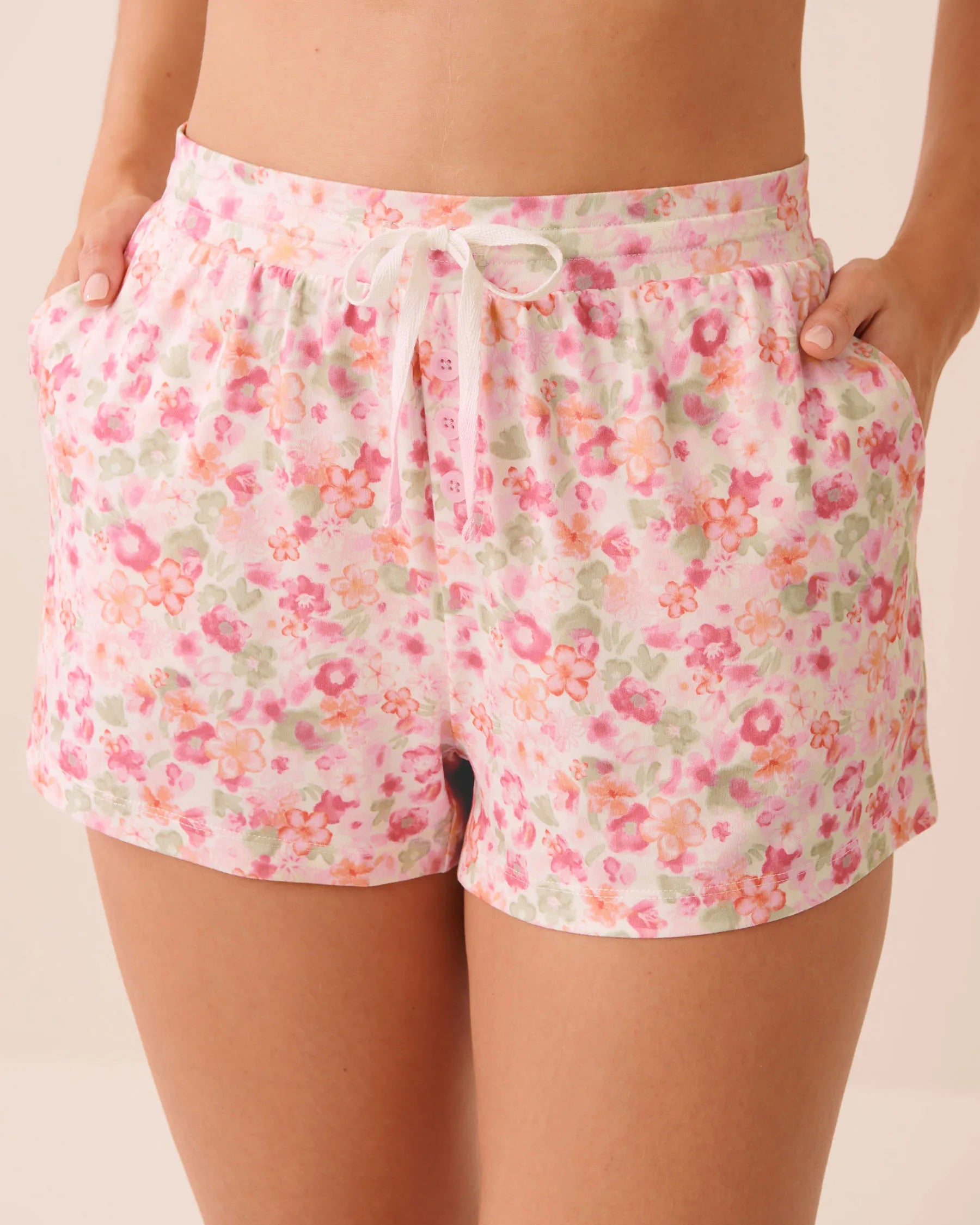 La Vie en Rose Watercolor Floral Women Watercolour Floral Print Super Soft Pajama Shorts SKU: 40200841_P10605 Image 01