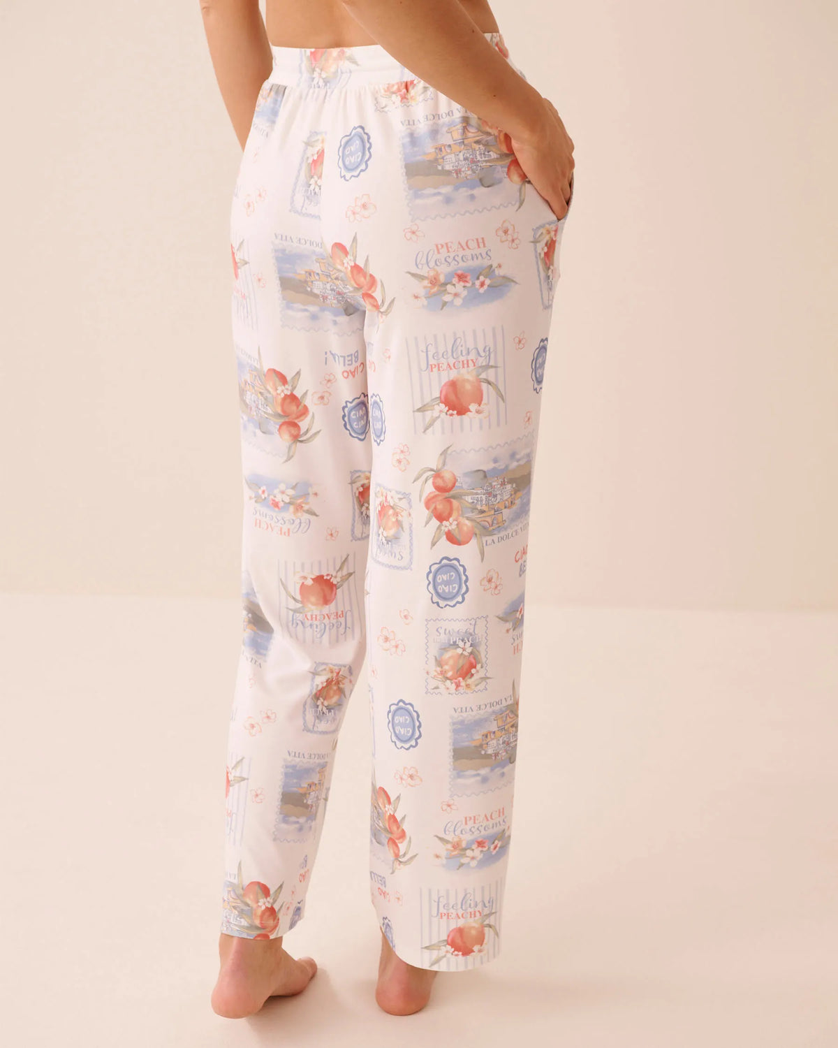 La Vie en Rose Snow White Peaches Women Dolce Vita Print Super Soft Pajama Pants SKU: 40200848_P10607 Image 03