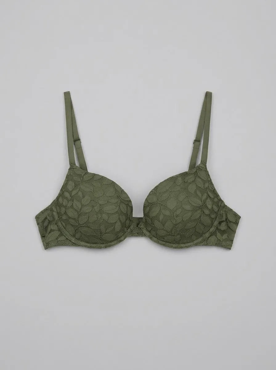 Women Secret_Dark Khaki_Khaki Lace Classic BEAUTIFUL Padded Bra in Different Cup Sizes_4023836_91_00