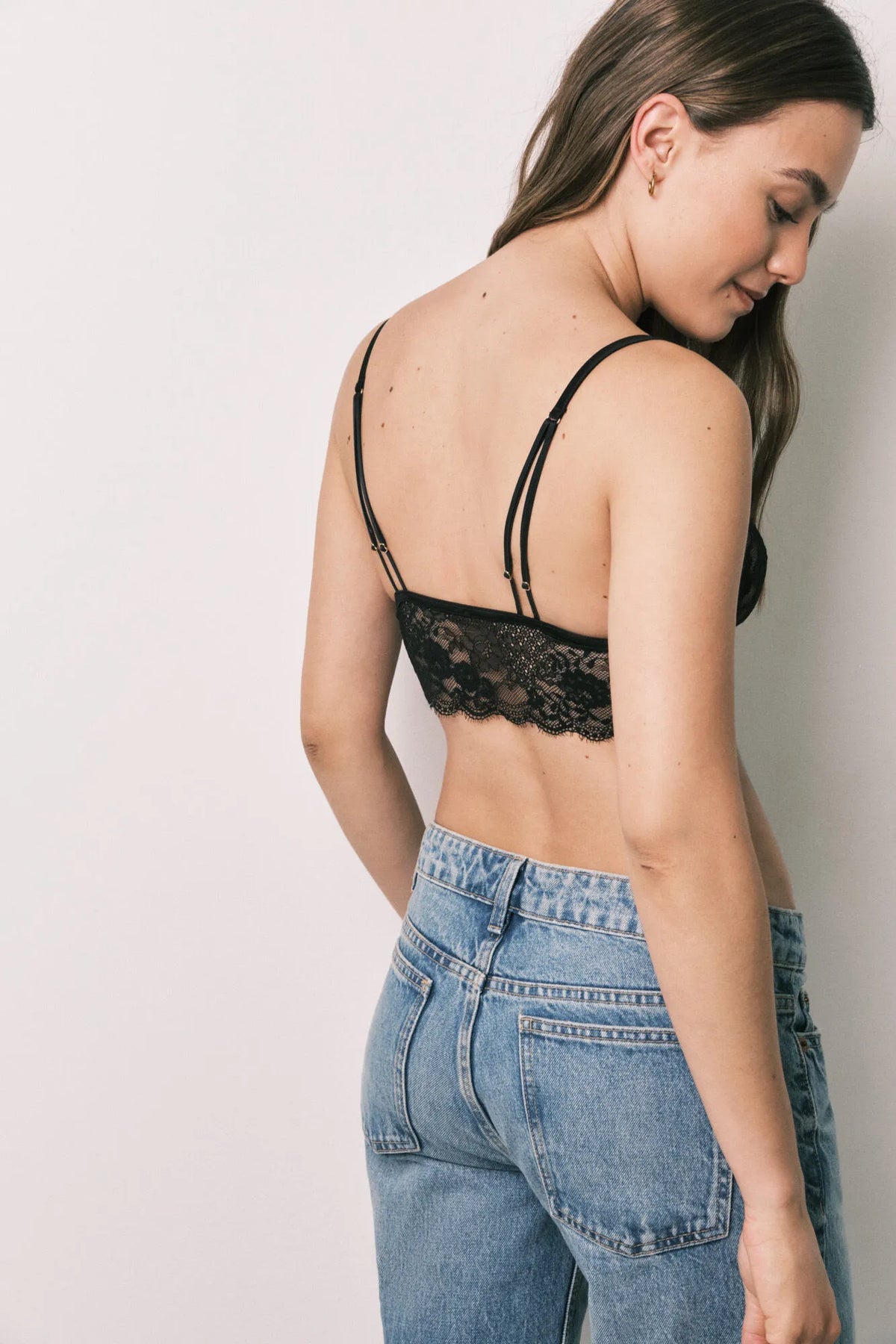 Women Secret Black Women Black Lace Triangle Bralette Bra SKU: 4024222_01 Image 04