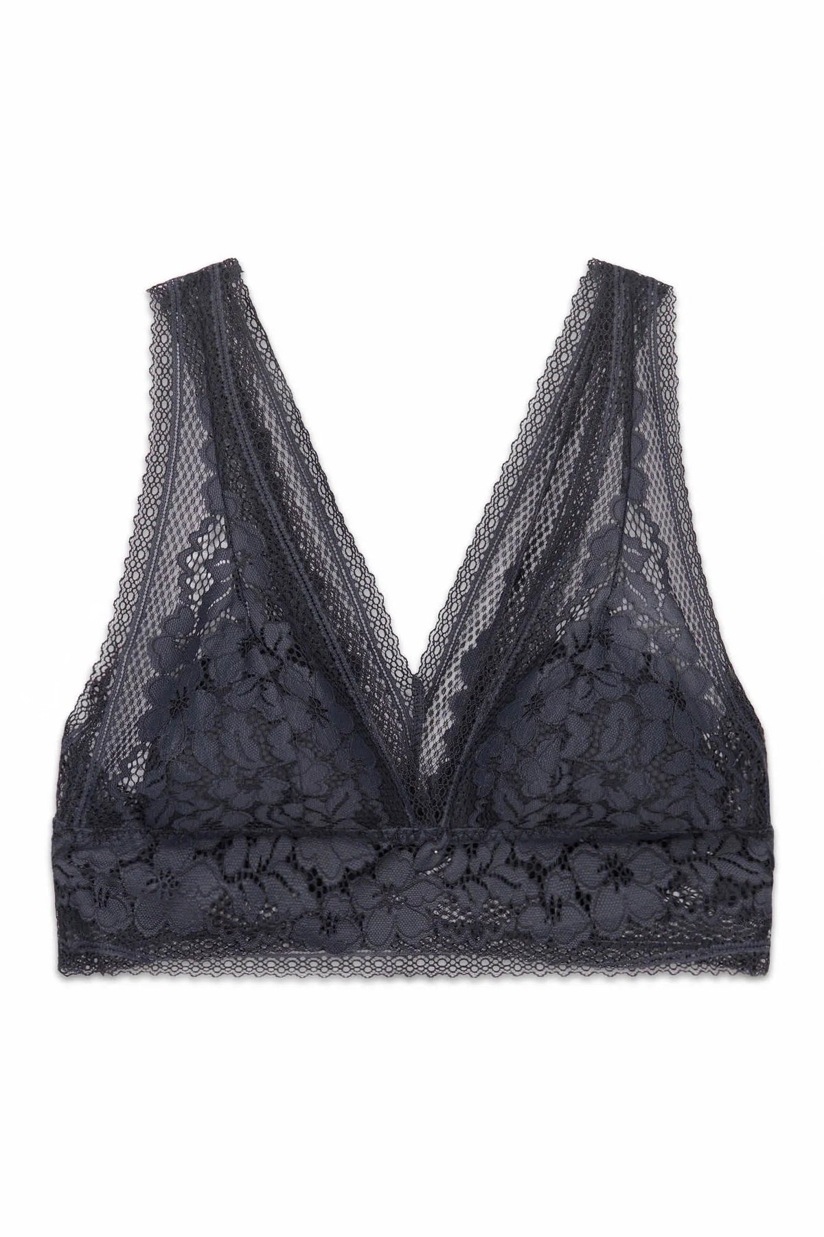 Women Secret Charcoal Grey Women Gray Lace Triangle Bralette SKU: 4024389_40 Image 05