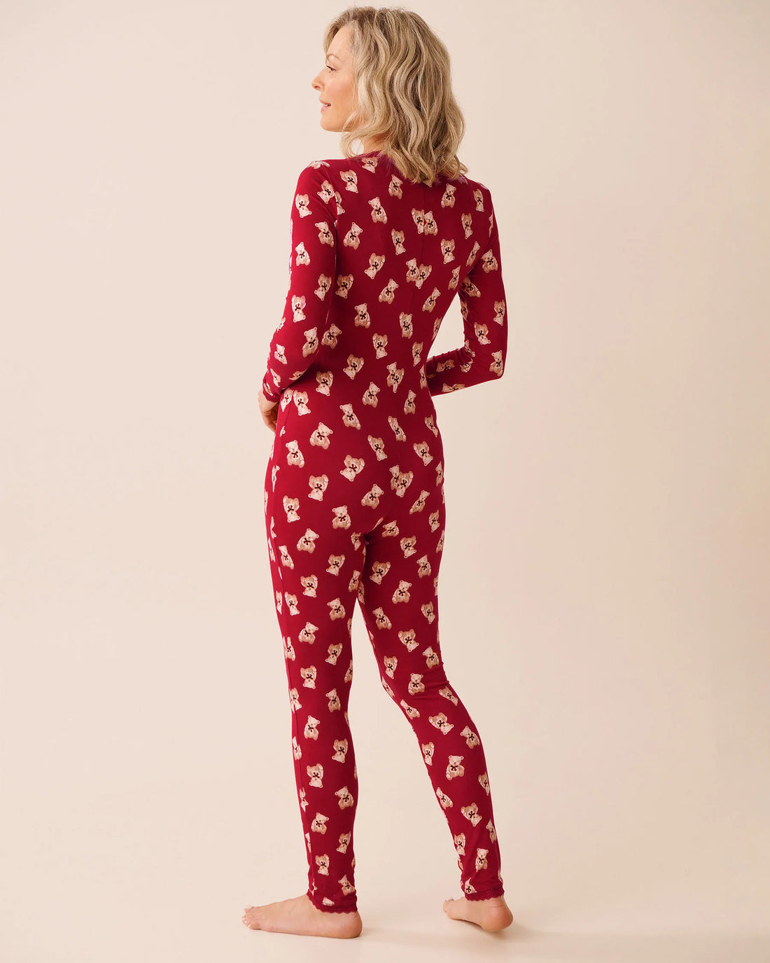 La Vie en Rose_Savvy Red Teddy Bear_Teddy Bear Print Super Soft Long Sleeve Jumpsuit_40300066_P60429_02
