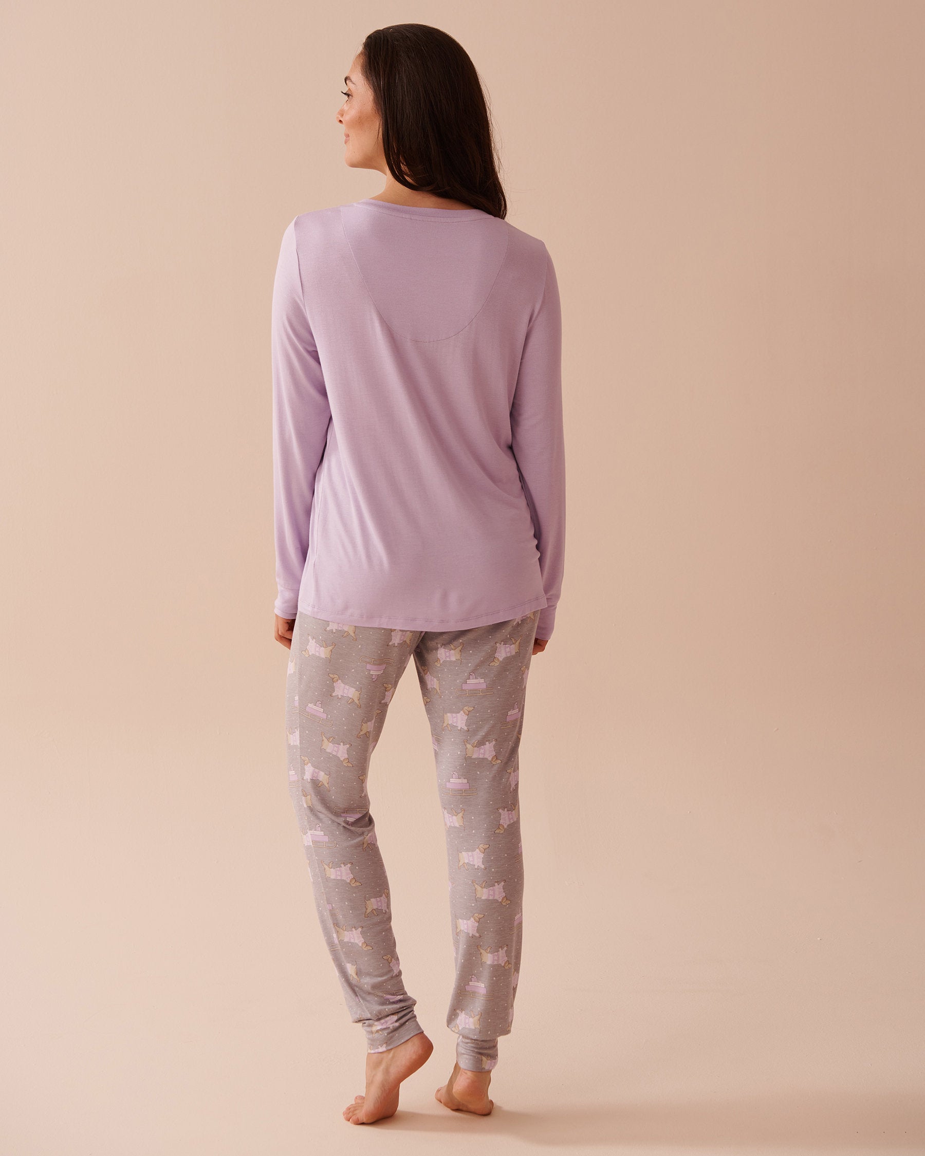 Teddy Bear Print Long Sleeve PJ Set_40400071_P00385_02
