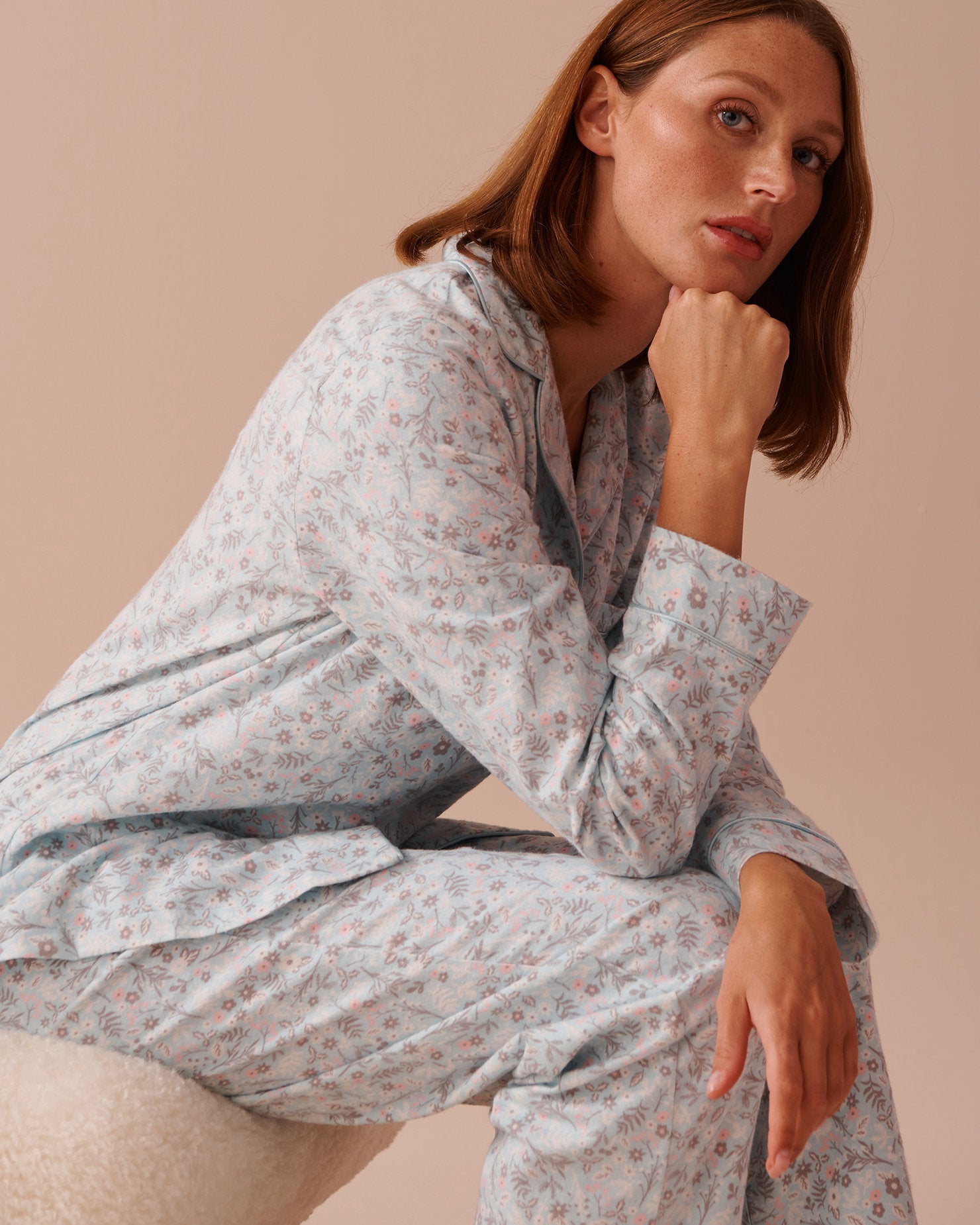 Teddy Bear Print Flannel PJ Set_40400073_P40374_01