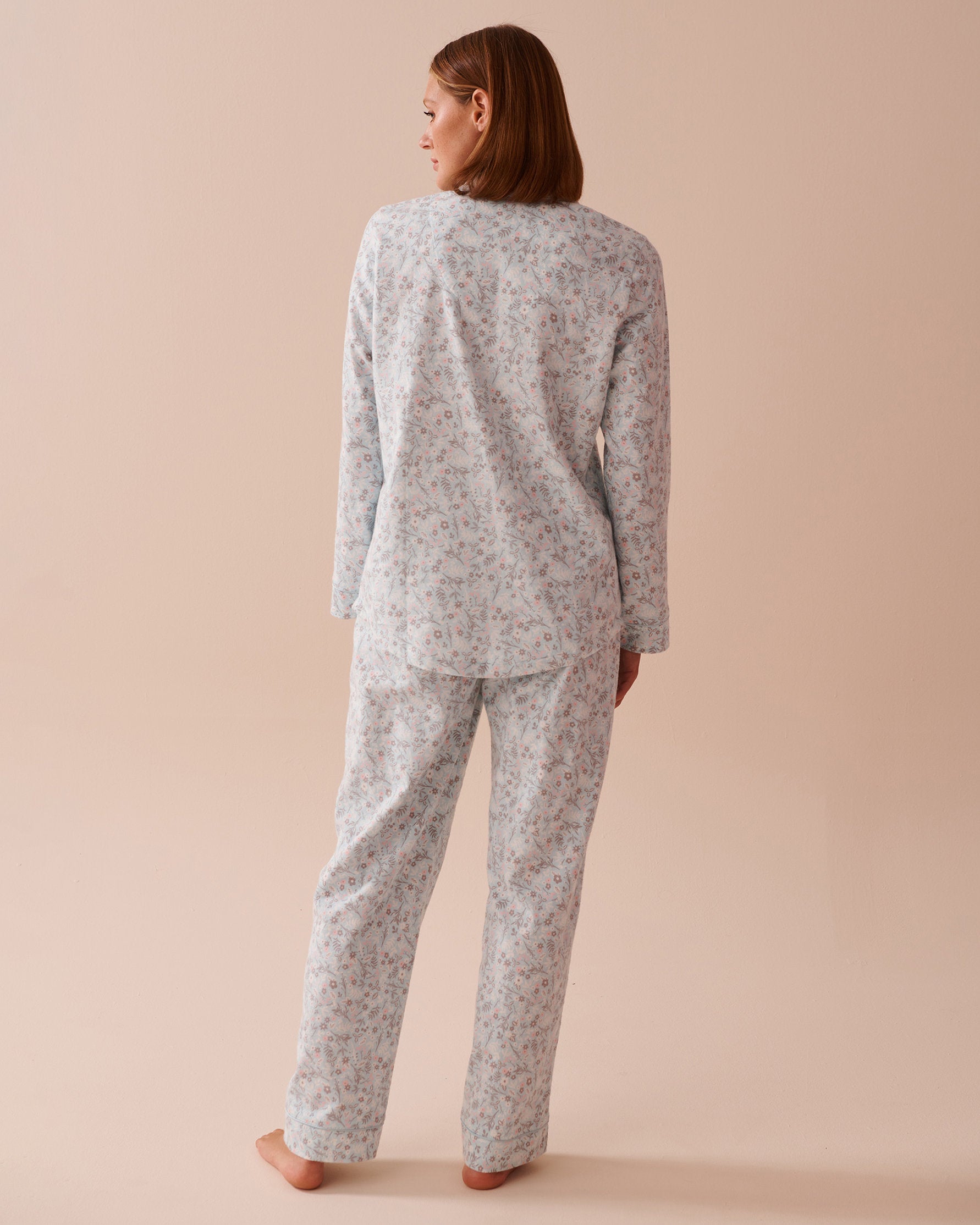 Teddy Bear Print Flannel PJ Set_40400073_P40374_02