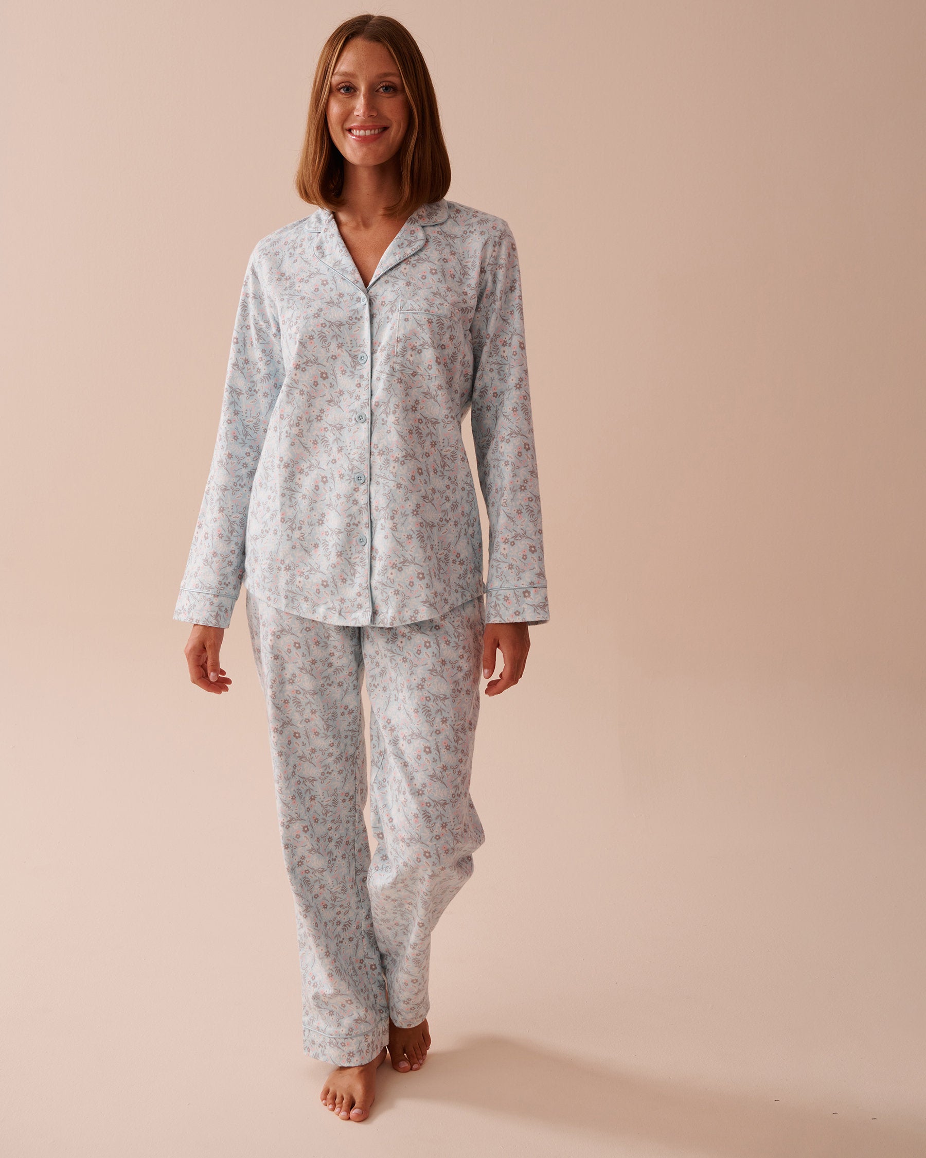 Teddy Bear Print Flannel PJ Set_40400073_P40374_03