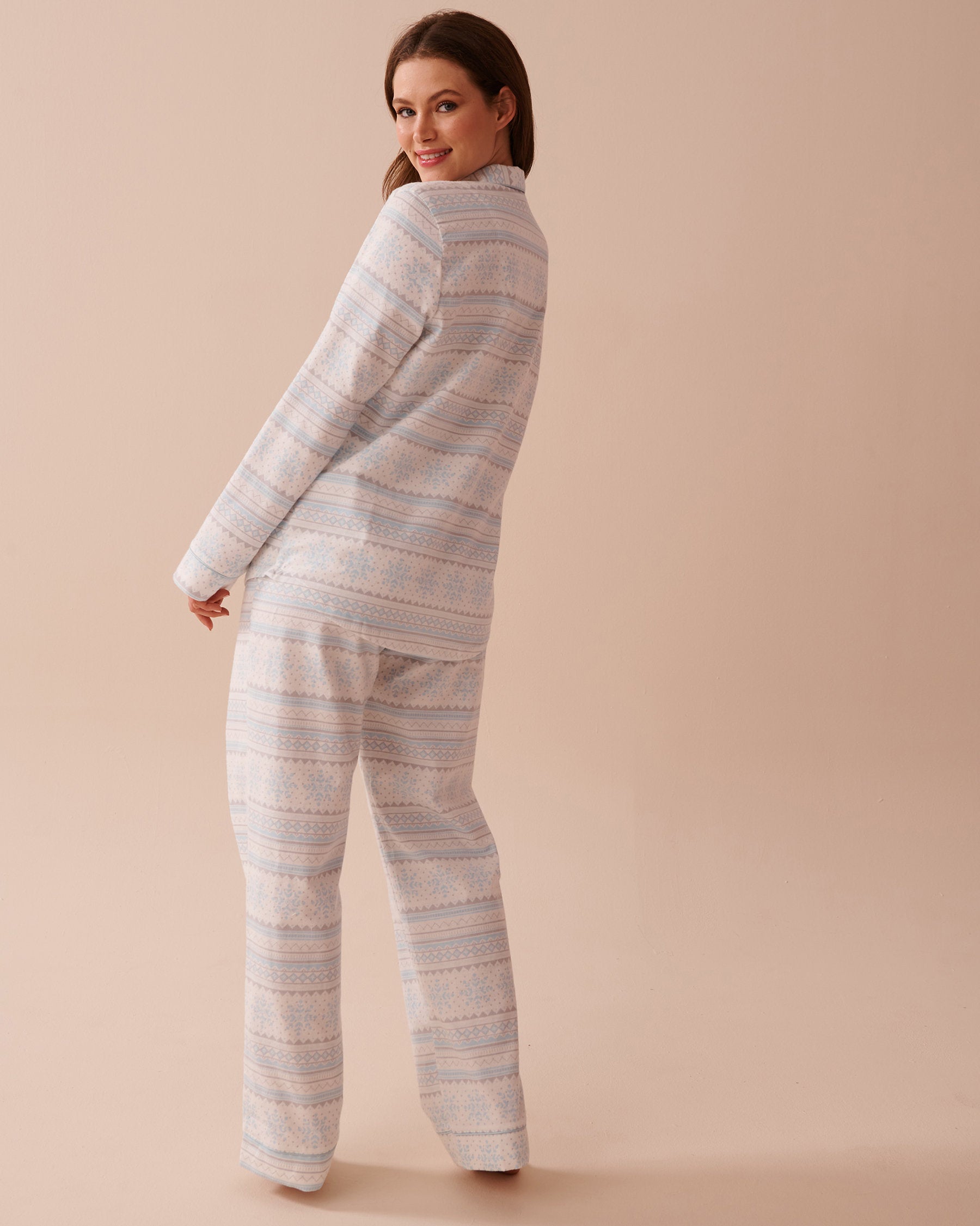 Teddy Bear Print Flannel PJ Set_40400073_P40375_02