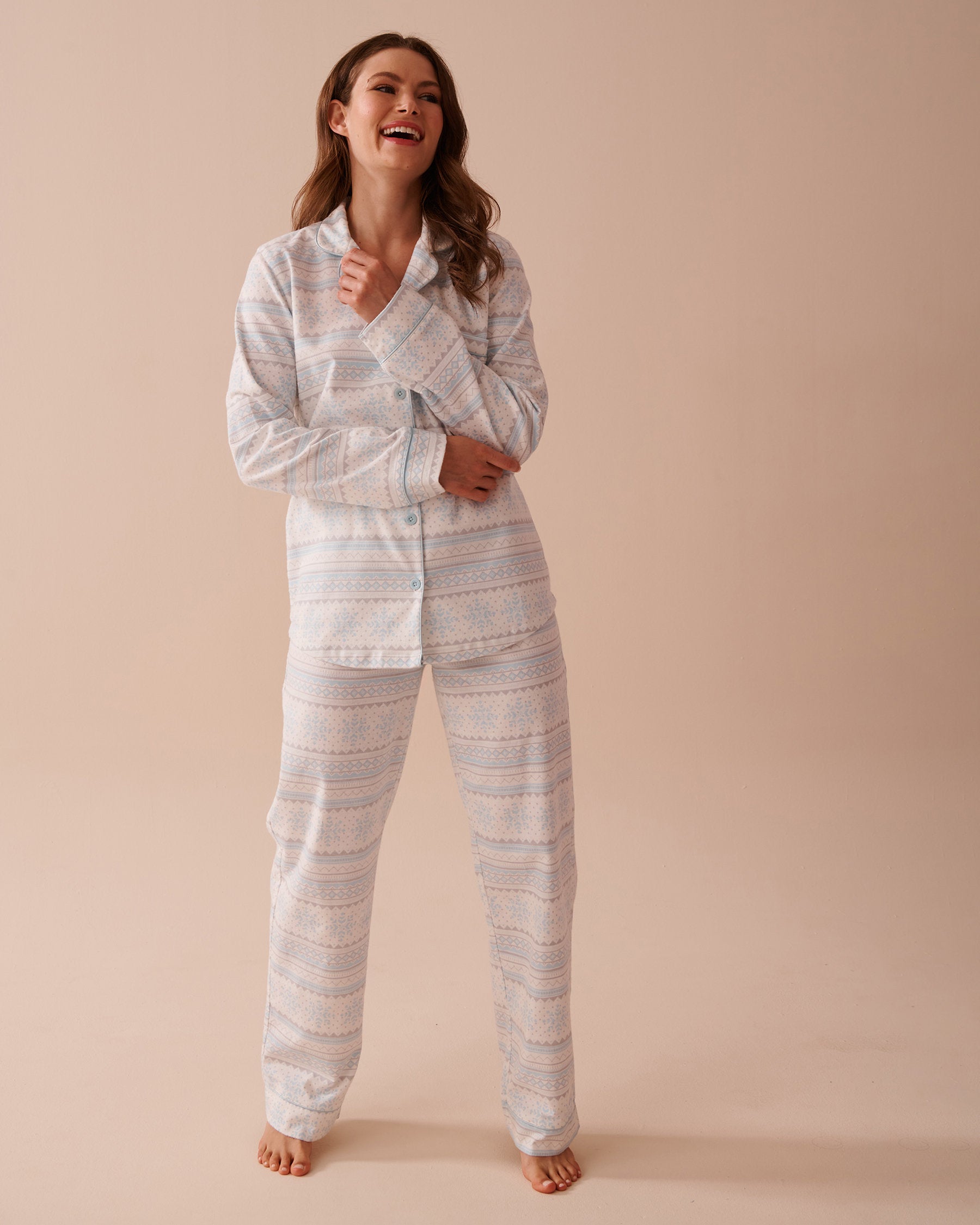 Teddy Bear Print Flannel PJ Set_40400073_P40375_03