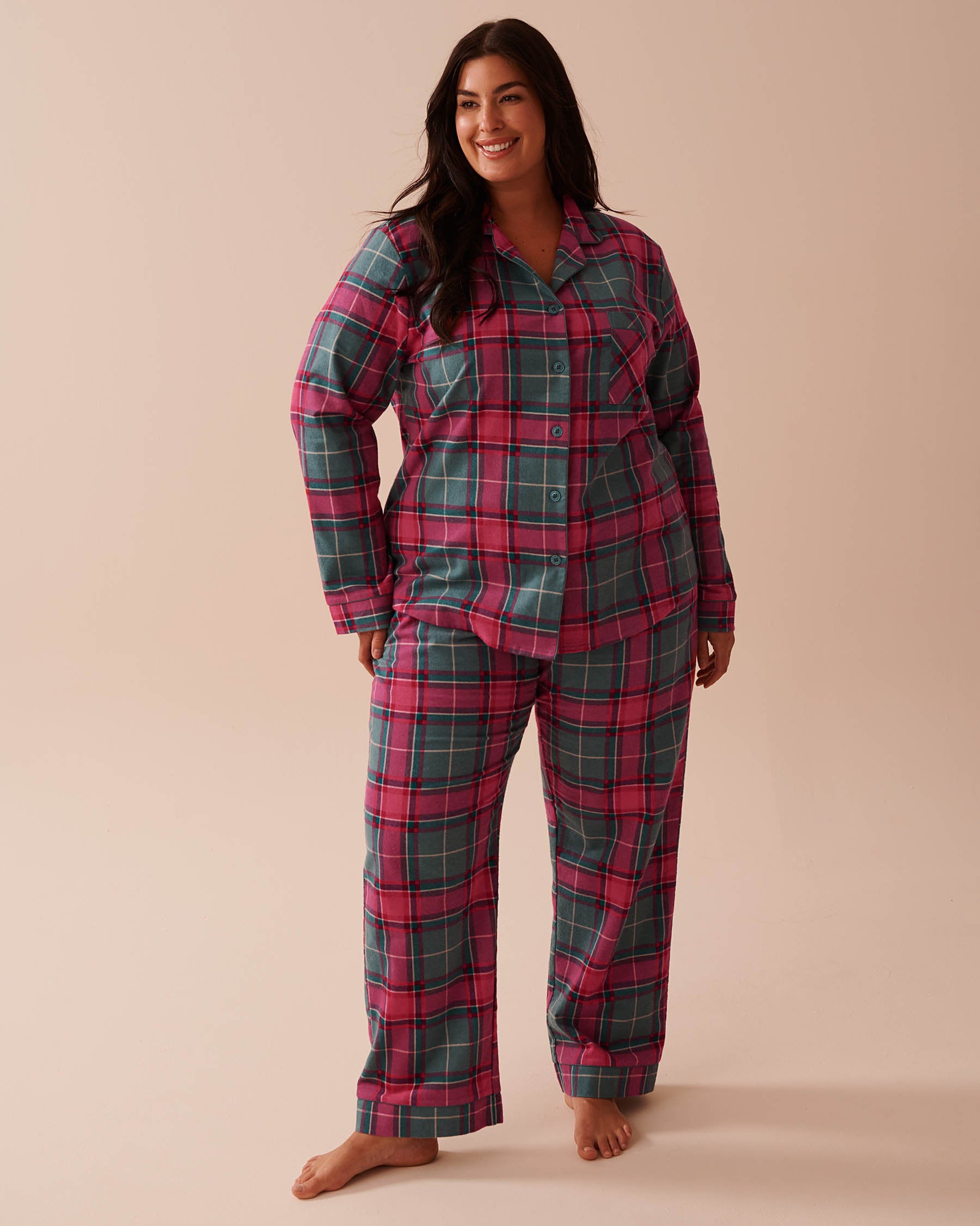 Teddy Bear Print Flannel PJ Set_40400073_P40377_01