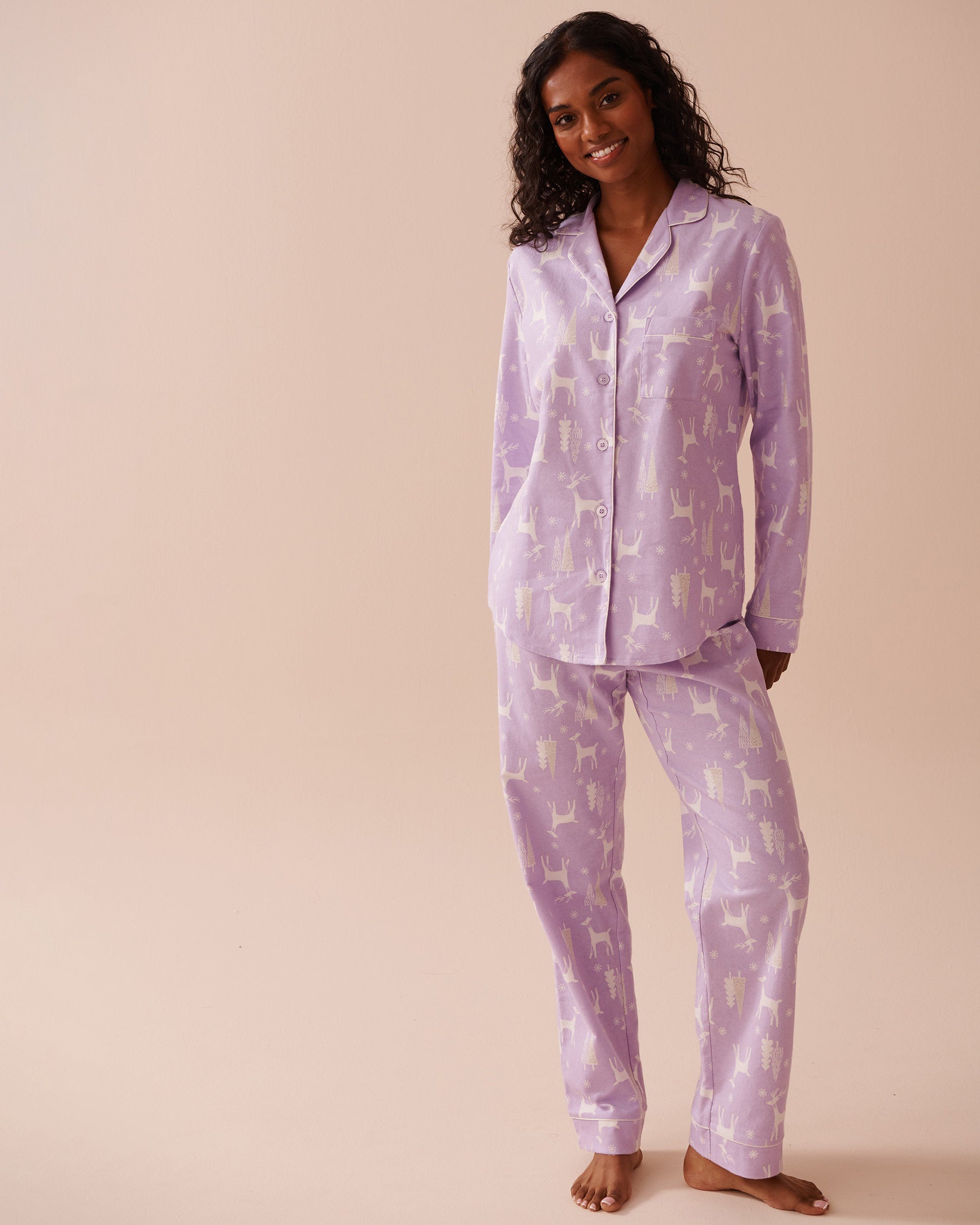Teddy Bear Print Flannel PJ Set_40400073_P50083_02